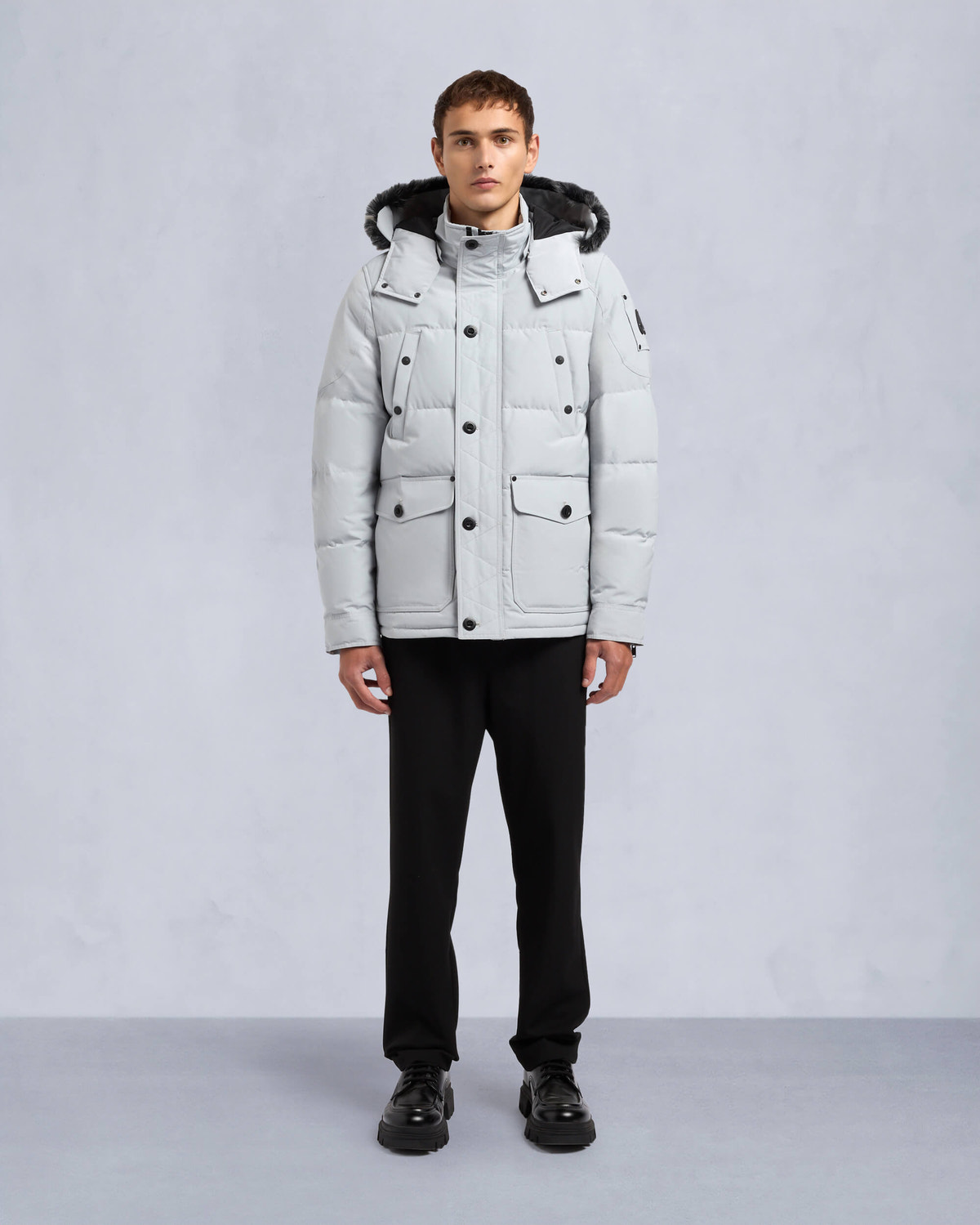 Moose Knuckles - M33MJ122S - Onyx Round Island Shearling Down Jacket - MENS - Grey birch / ice sgerling - Front Category