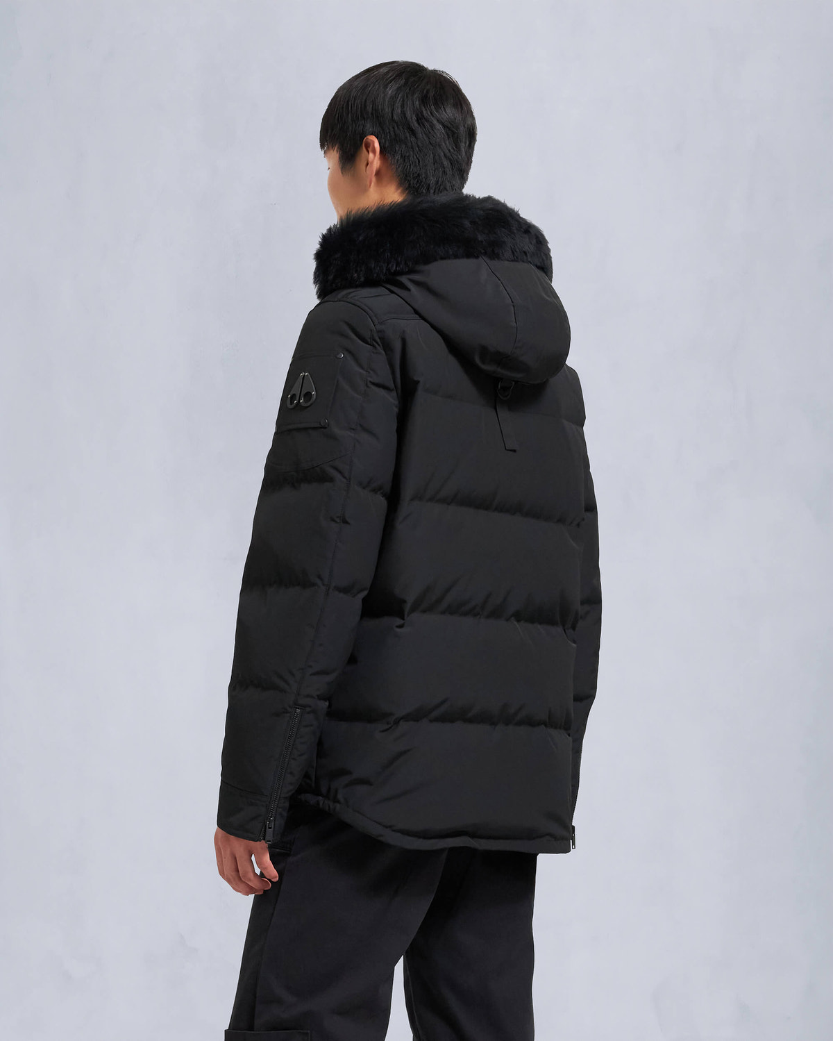 Moose Knuckles - M33MJ122S - Onyx Round Island Shearling Down Jacket - MENS - Black / Black Shearling - Back