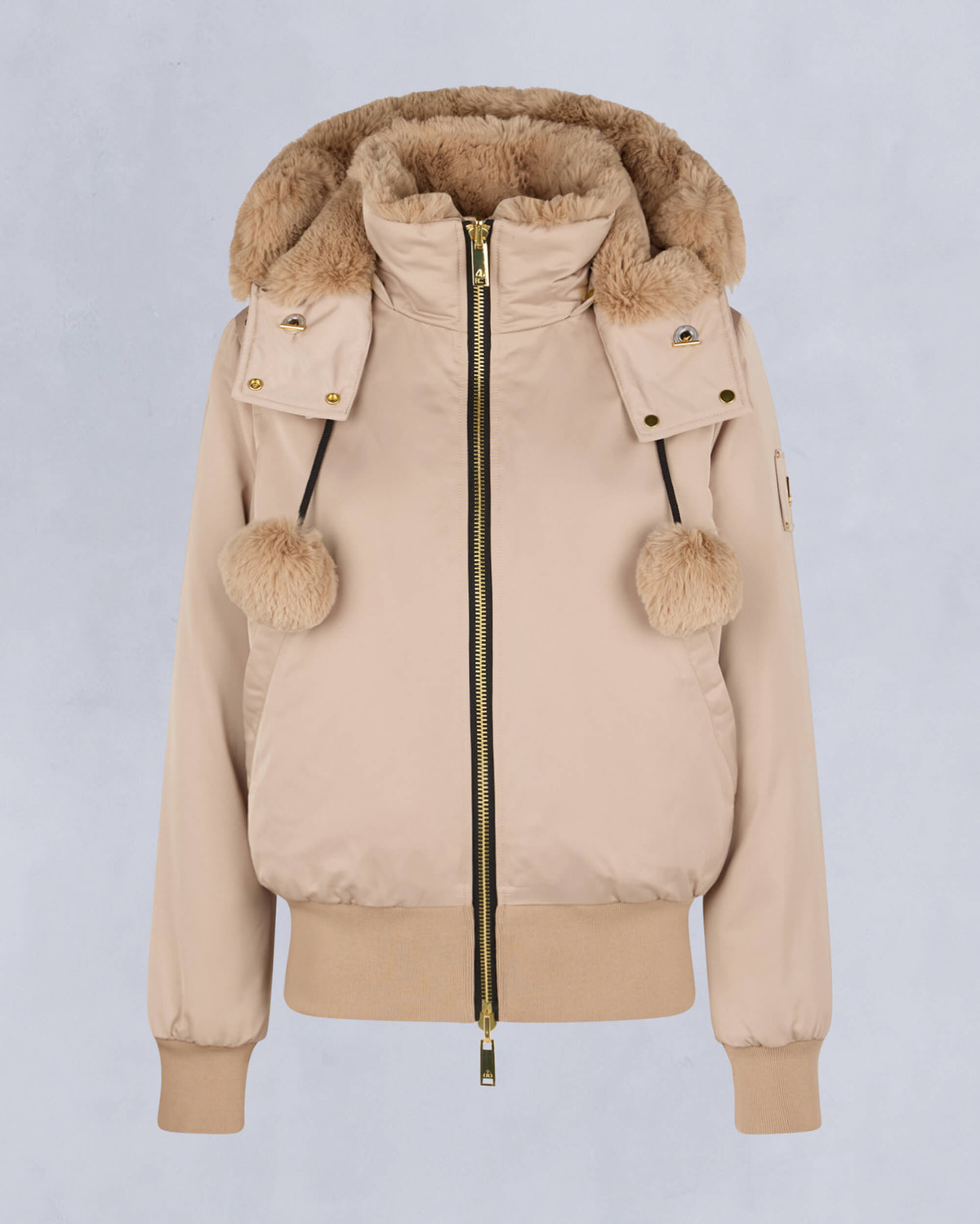 Moose Knuckles Womens Gold Series Debbie Bunny Bomber Jacket Champagne M34LB023G - GM