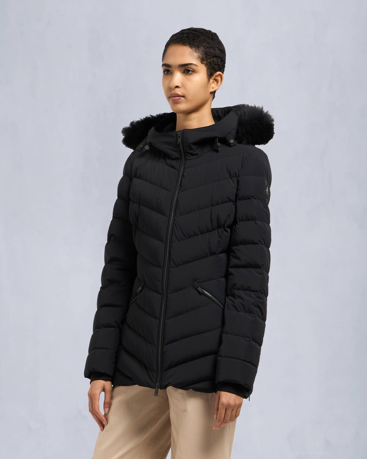 Moose Knuckles Womens Roselawn Jacket Black / Black Shearling M34LJ206S Front