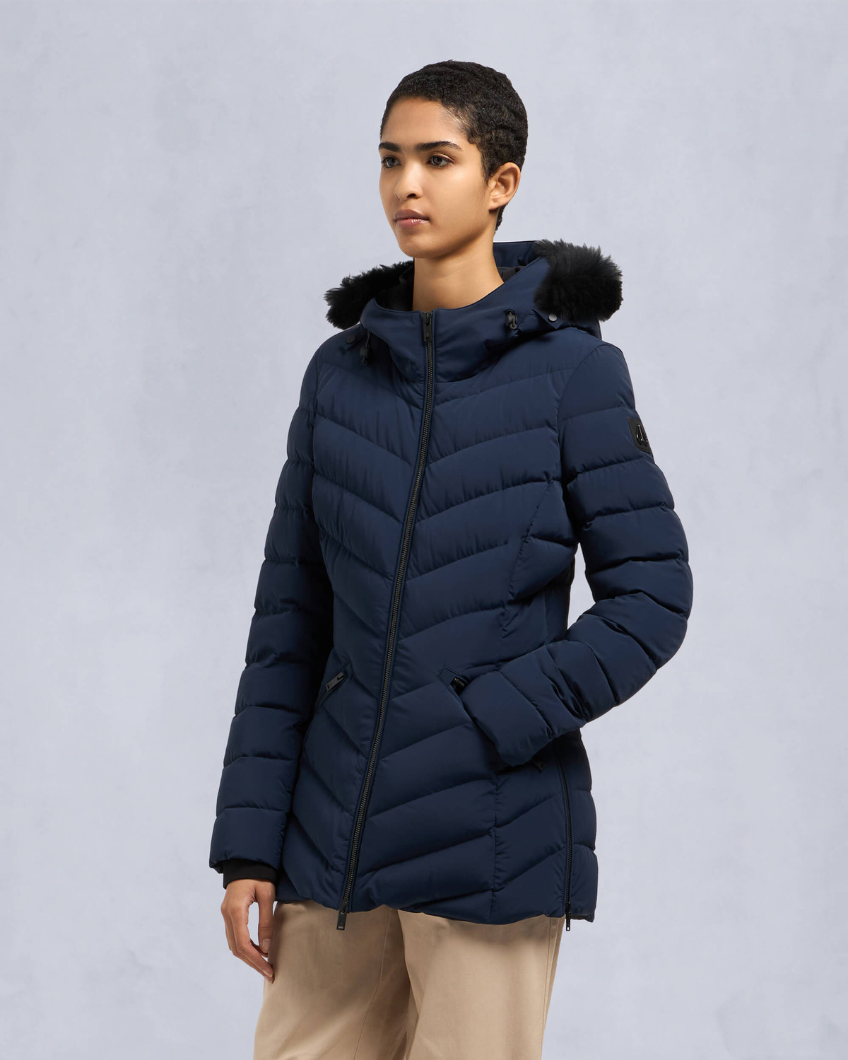 Moose Knuckles Womens Roselawn Jacket Navy / Black Shearling M34LJ206S Front