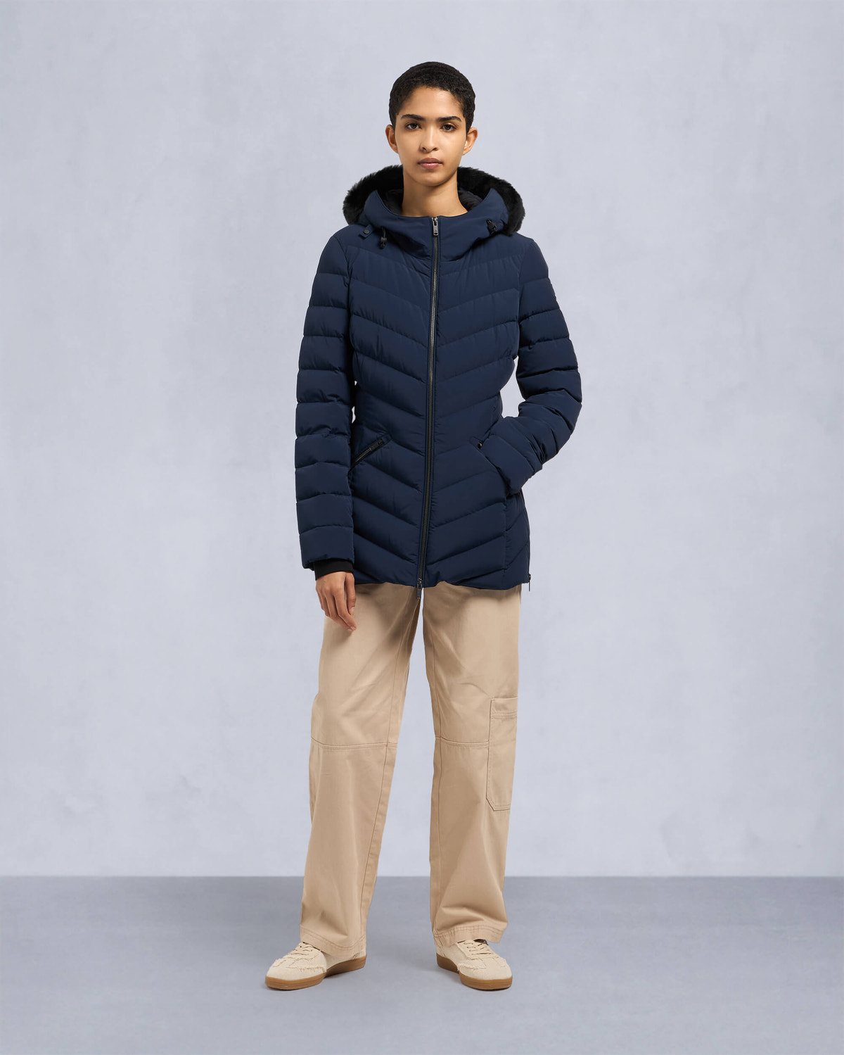 Moose Knuckles Womens Roselawn Jacket Navy / Black Shearling M34LJ206S Front Category