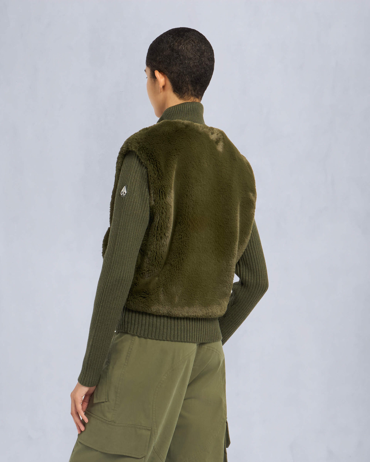 Moose Knuckles Womens Dua Bunny Wool Blend Sweater Moss M34LK656 Back