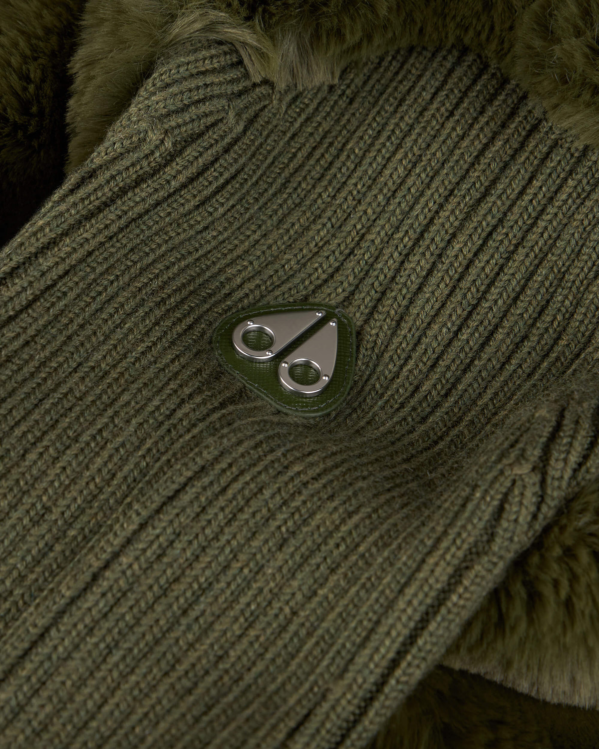 Moose Knuckles Womens Dua Bunny Wool Blend Sweater Moss M34LK656 Detail1