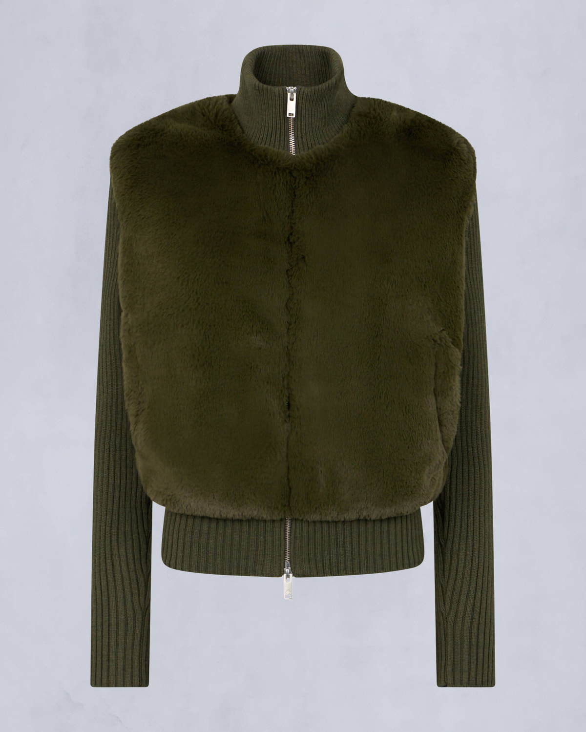 Moose Knuckles Womens Dua Bunny Wool Blend Sweater Moss M34LK656 - GM