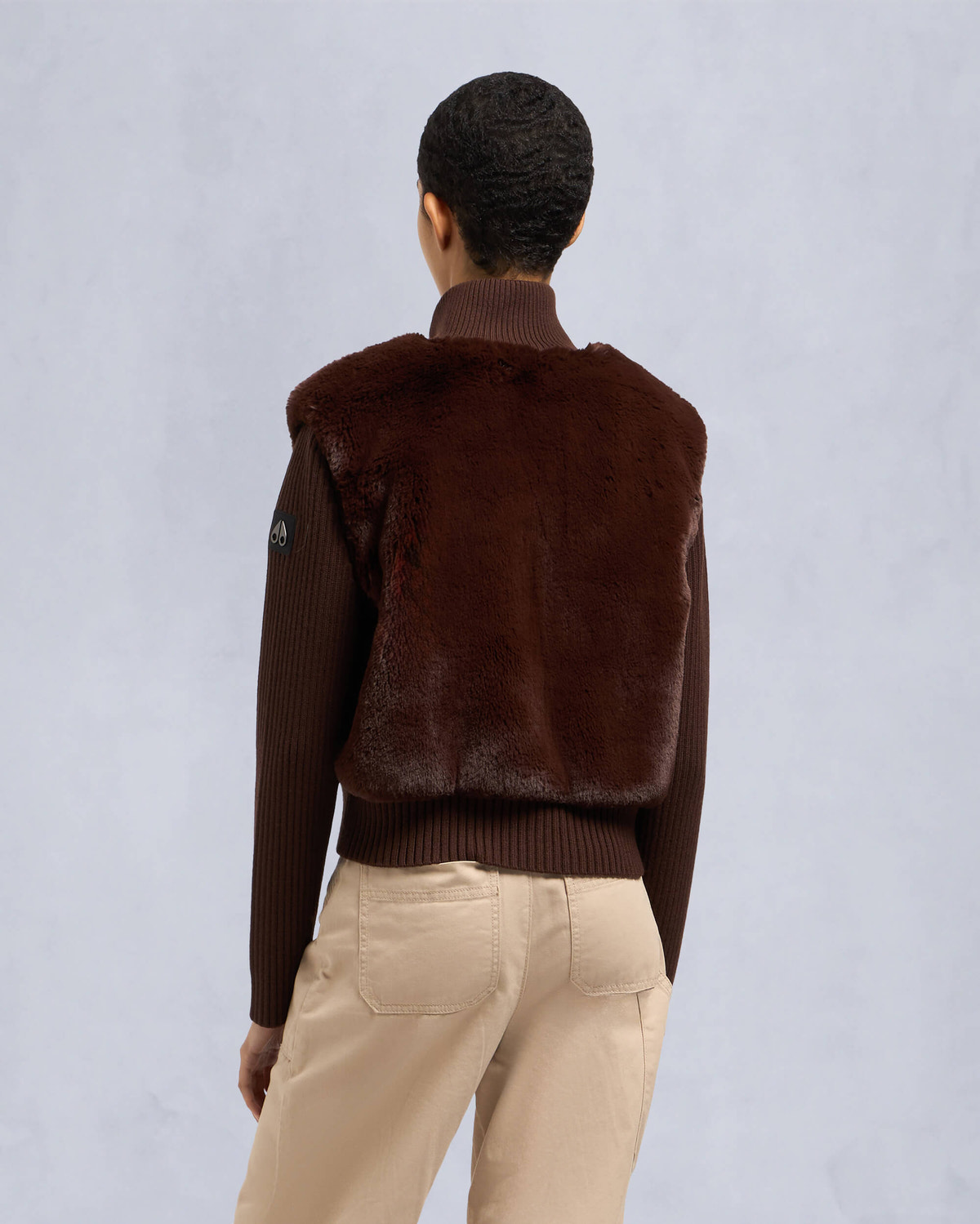 Moose Knuckles Womens Dua Bunny Wool Blend Sweater Coffee M34LK656 Back