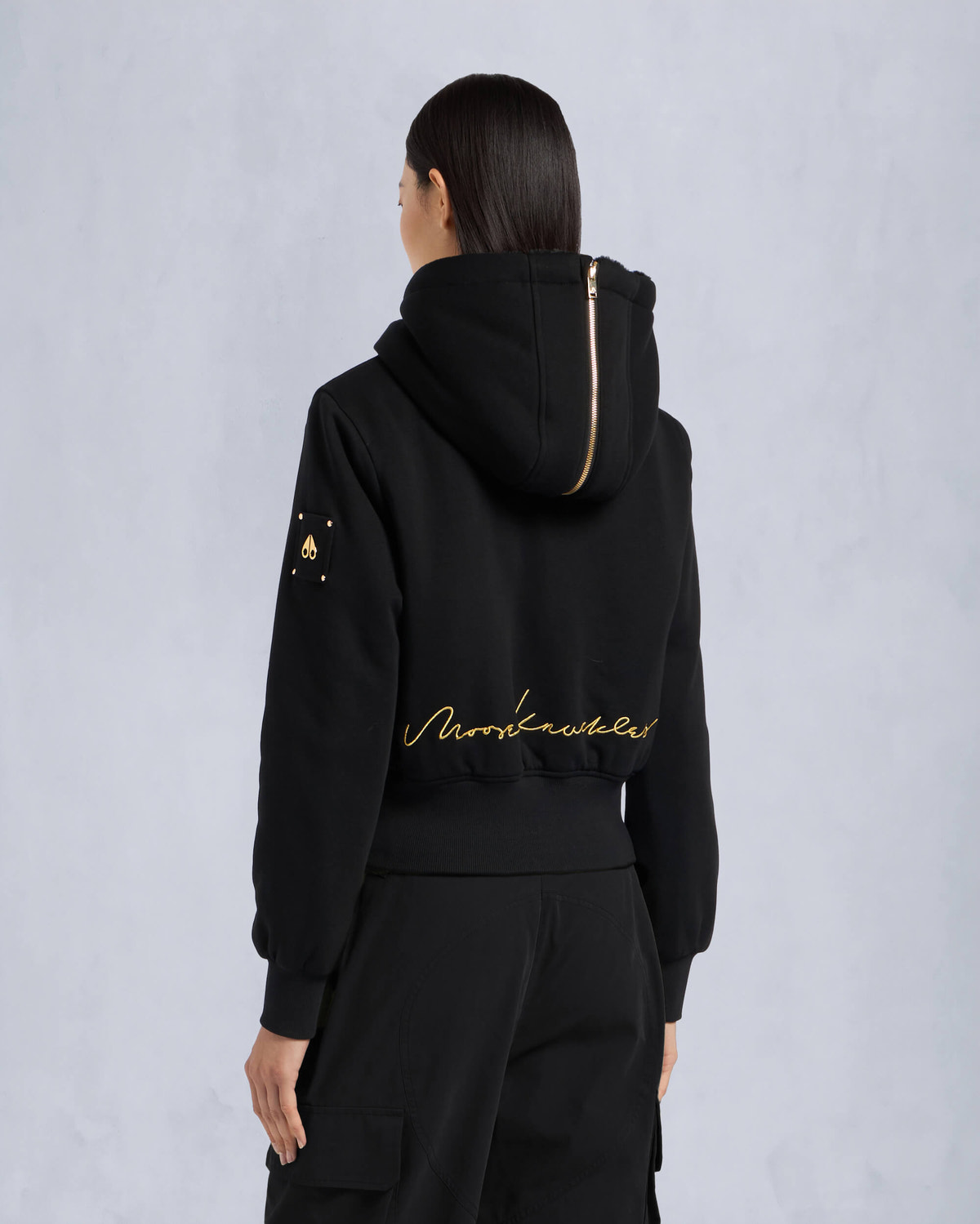 Moose Knuckles - M34LS601G - Gold Series Celestine Bunny - WOMENS - Black / Black Fox Fur - Back