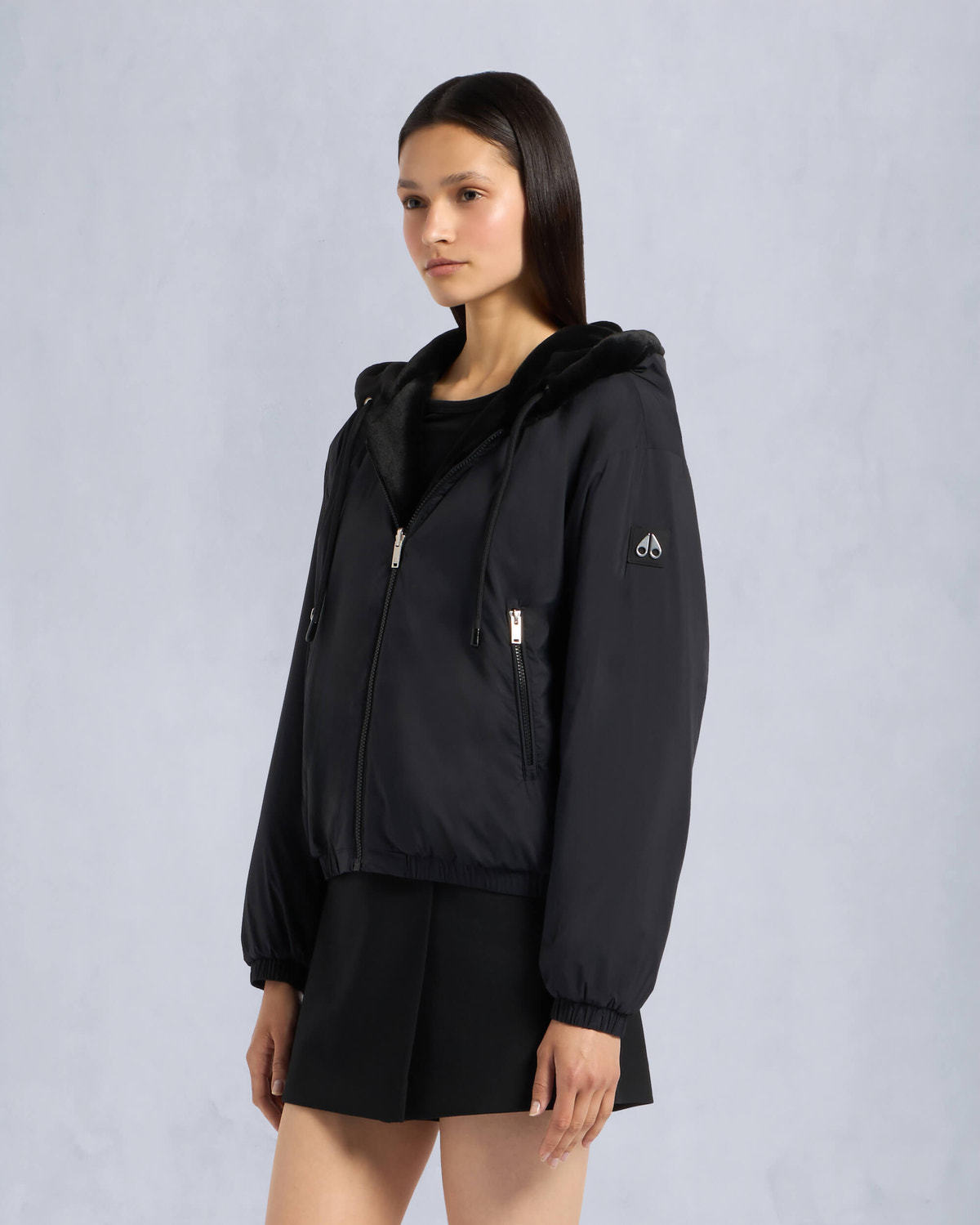 Moose Knuckles - M34LS652 - Eaton Reversible Bunny - WOMENS - Black / Shiny Black - Front