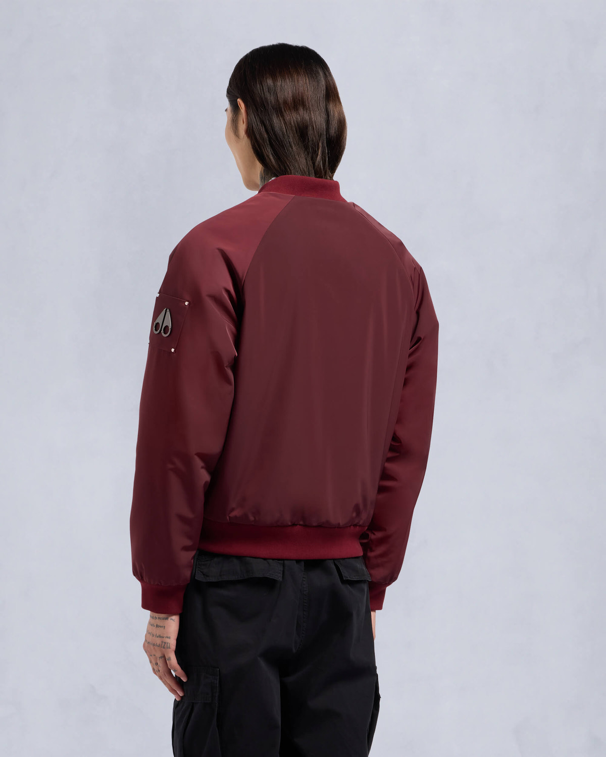 Moose Knuckles Mens Reversible Bunny Bomber Jacket Beet / beet M34MB029 Back