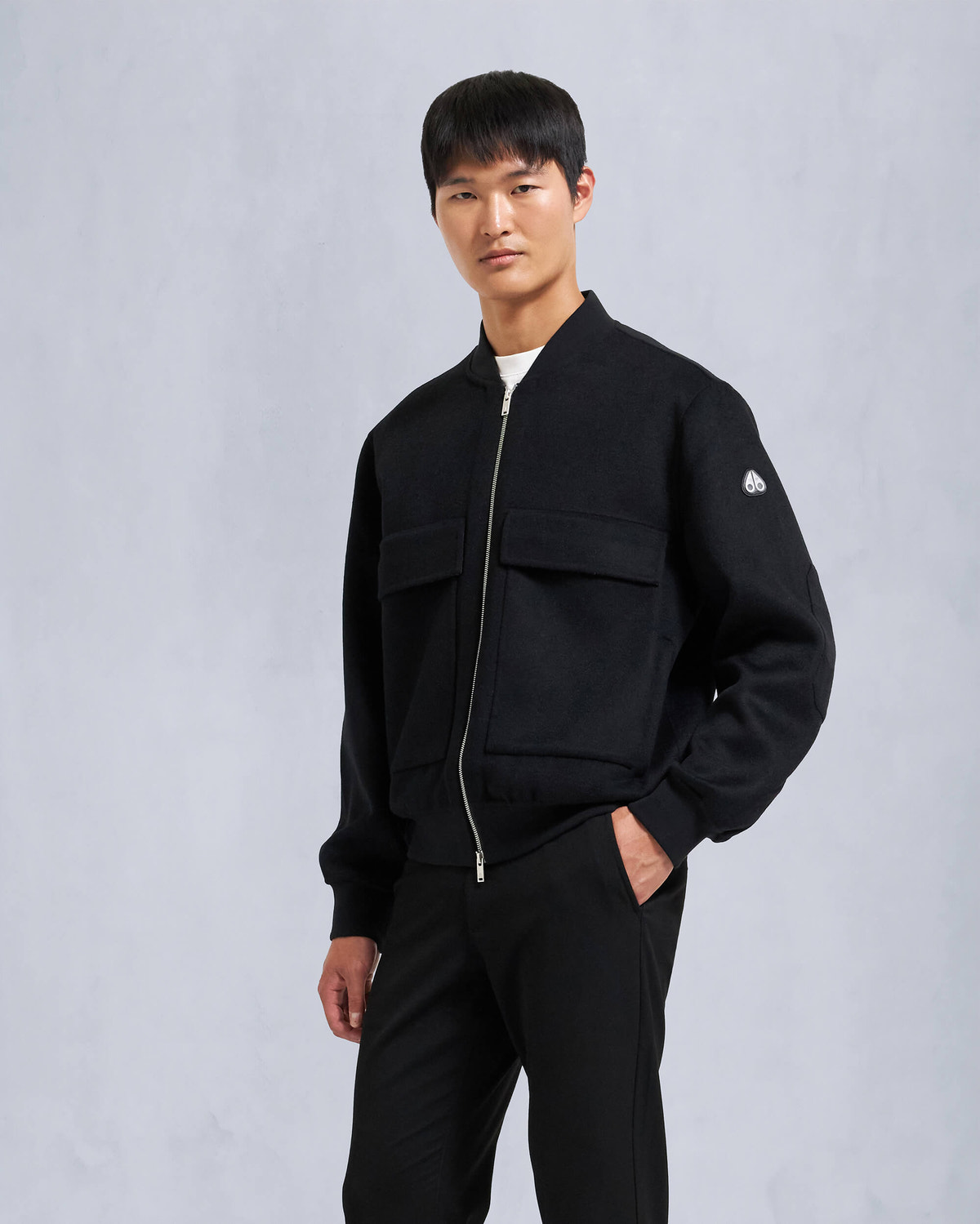 Moose Knuckles - M34MB046 - Alder Cashmere-Wool Bomber Jacket - MENS - Black / charcol - Front
