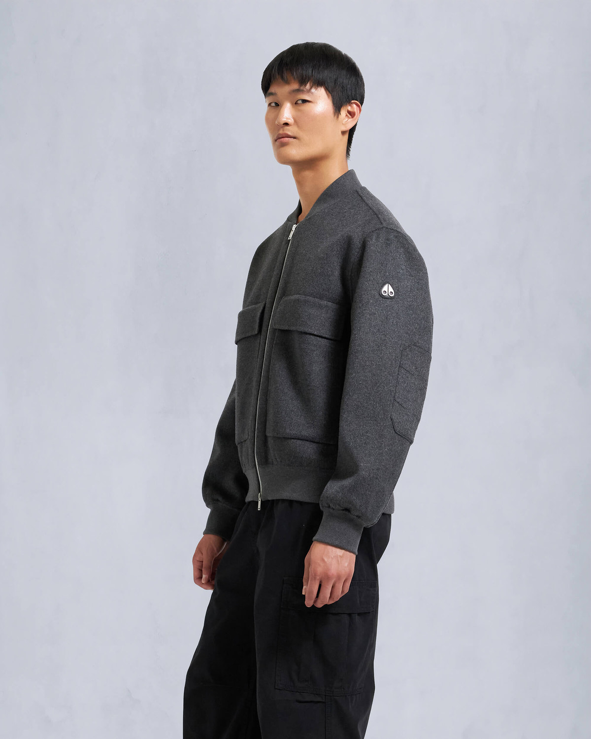 Moose Knuckles - M34MB046 - Alder Cashmere-Wool Bomber Jacket - MENS - Charcoal /black - Front