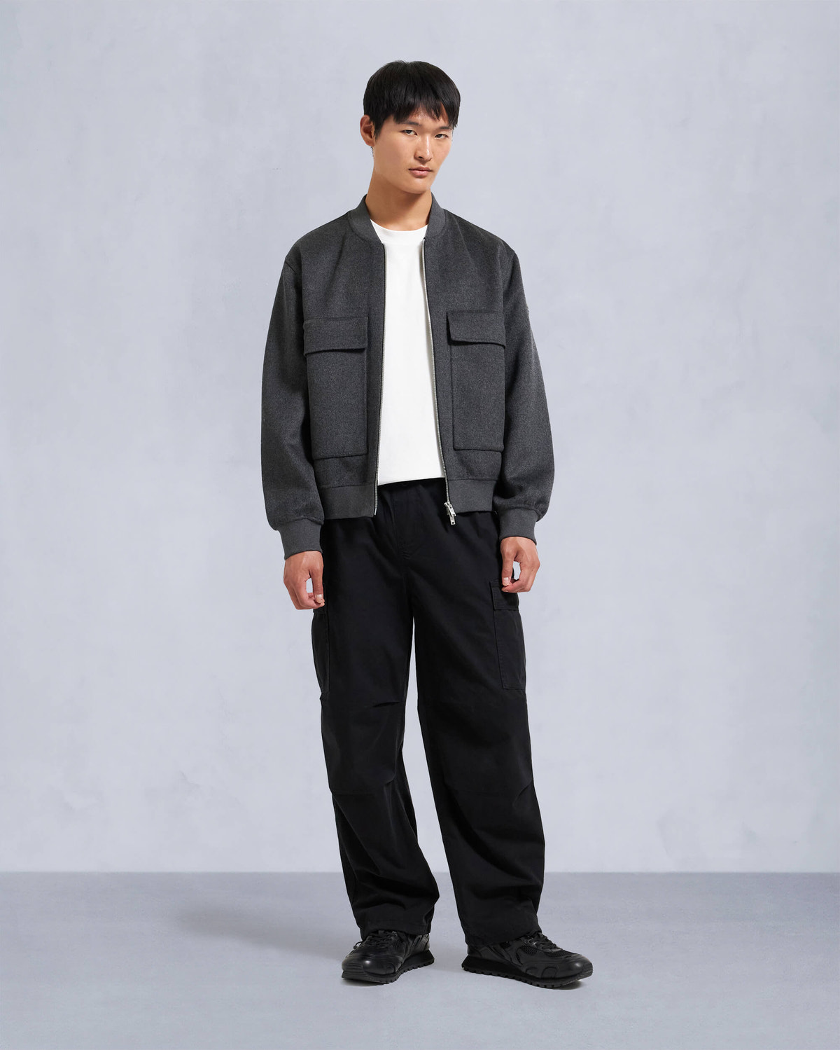Moose Knuckles - M34MB046 - Alder Cashmere-Wool Bomber Jacket - MENS - Charcoal /black - Front Category