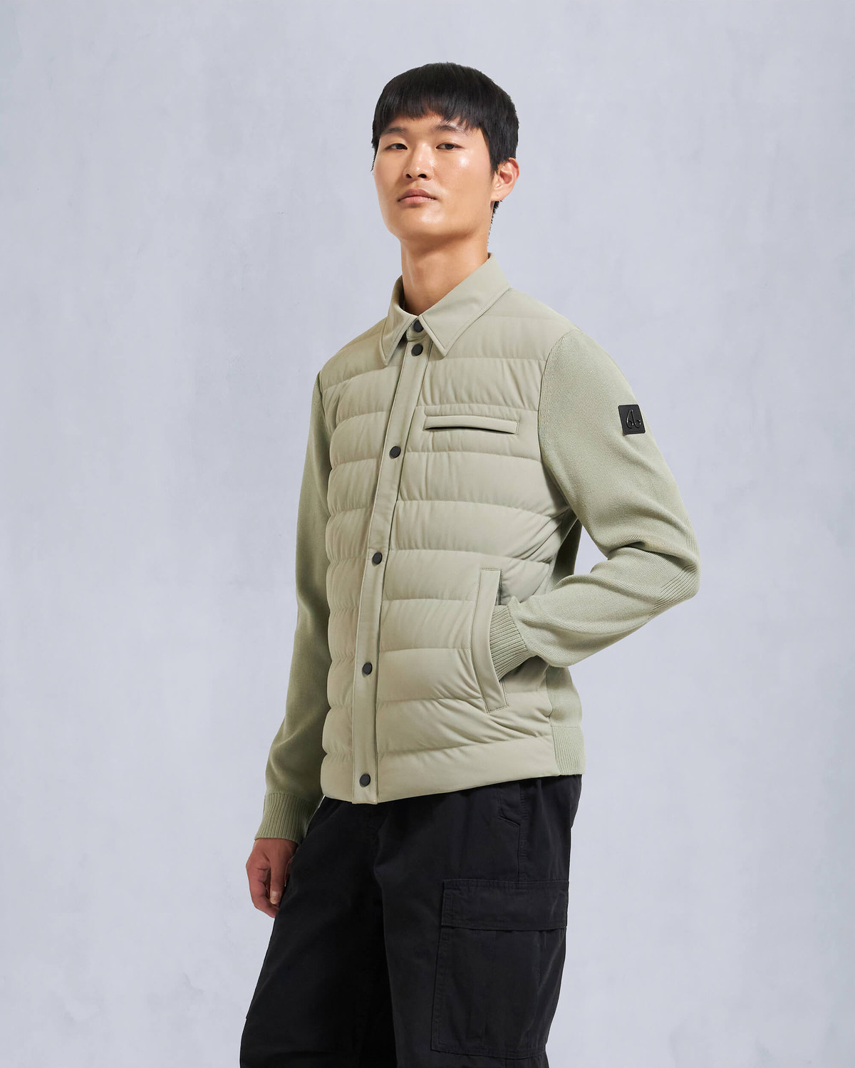 Moose Knuckles Mens Marble Hybrid Shirt Jacket Sage M34MK670 Front