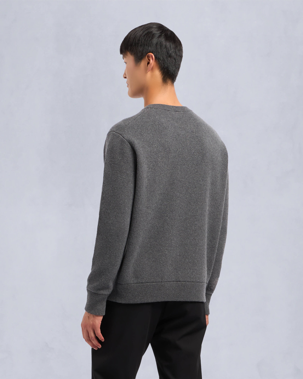 Moose Knuckles Mens Jog Falls Cashmere-Merino Sweater Cement M34MK672 Back