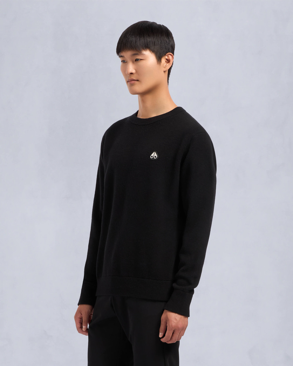 Moose Knuckles Mens Jog Falls Cashmere-Merino Sweater Black M34MK672 Front