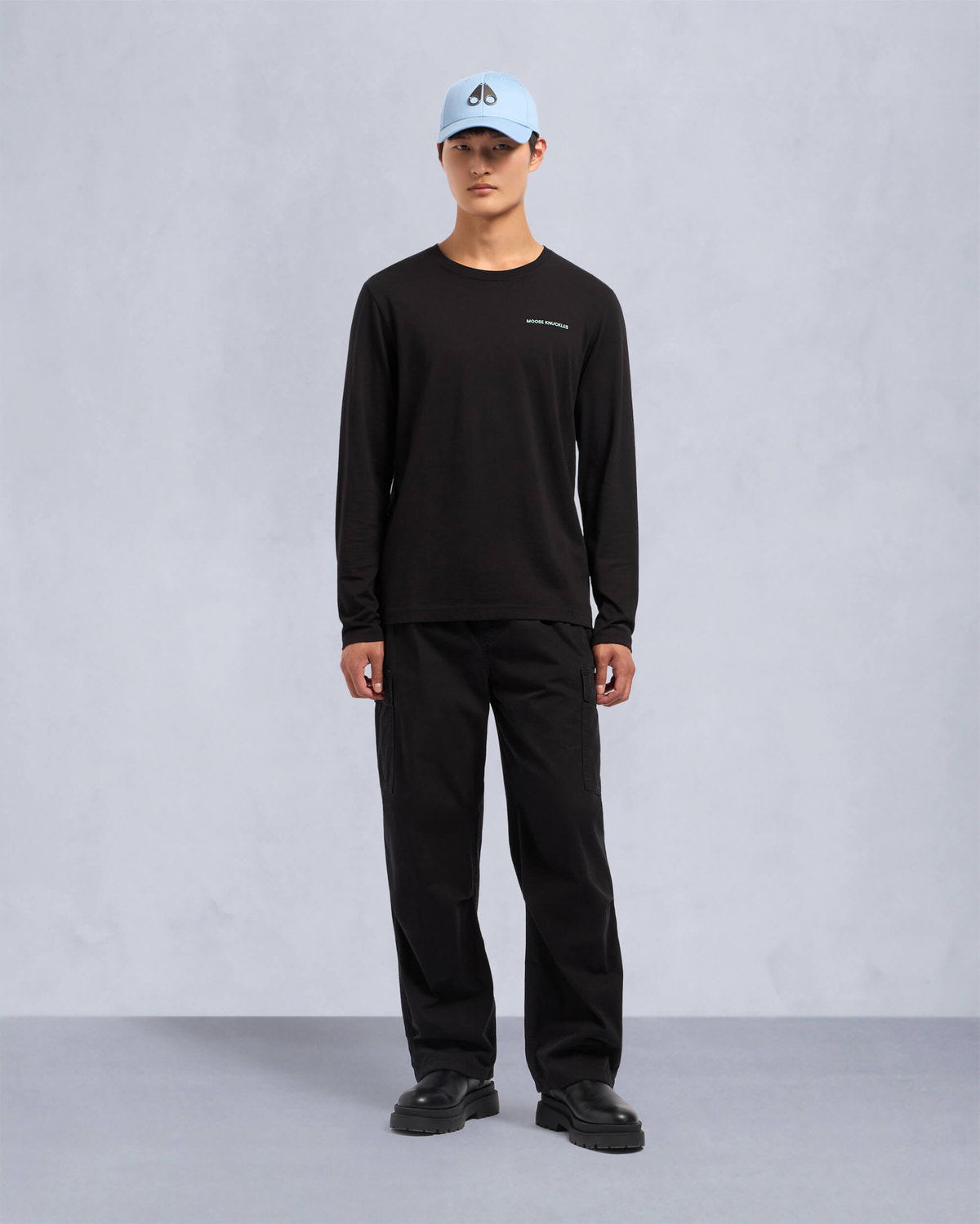 Moose Knuckles Mens Merapi Long Sleeve Tee Black M34MT706 Front Category