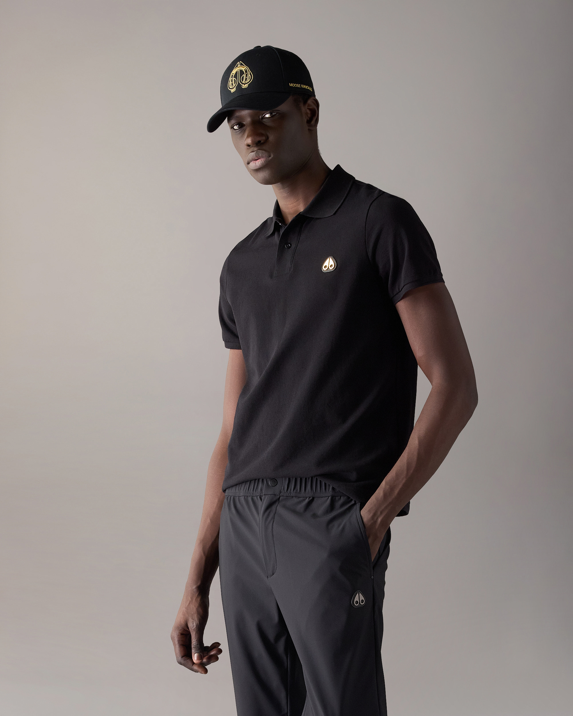 Moose Knuckles - M34MT712G - Gold Series Everett Polo - MENS - Black - Front