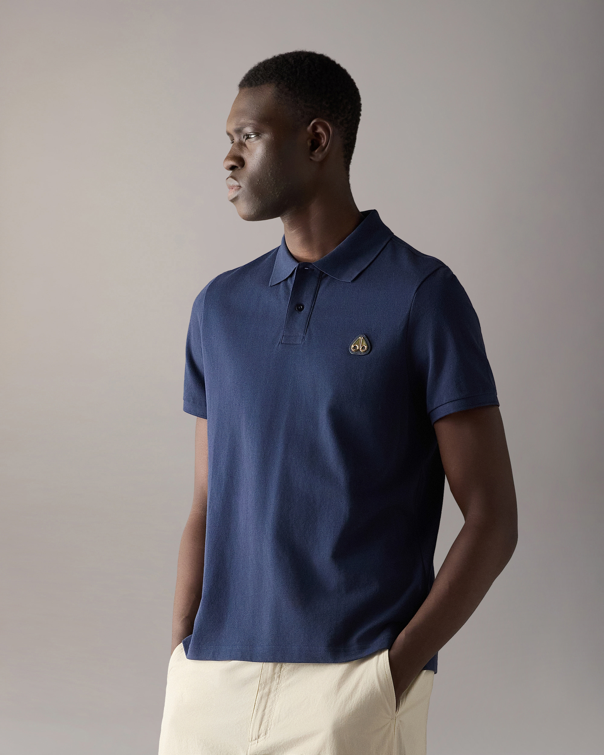 Moose Knuckles - M34MT712G - Gold Series Everett Polo - MENS - Navy - Front