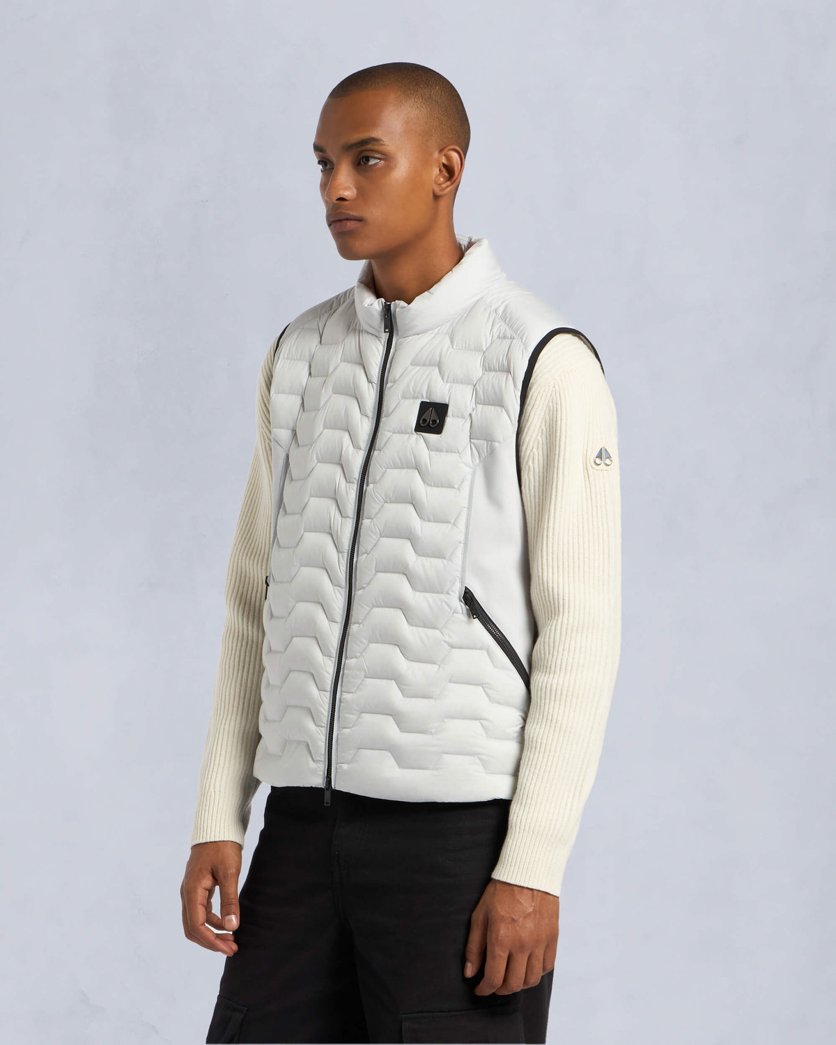 Moose Knuckles - M34MV452 - Granite Down Hybrid Vest - MENS - Stone - Front