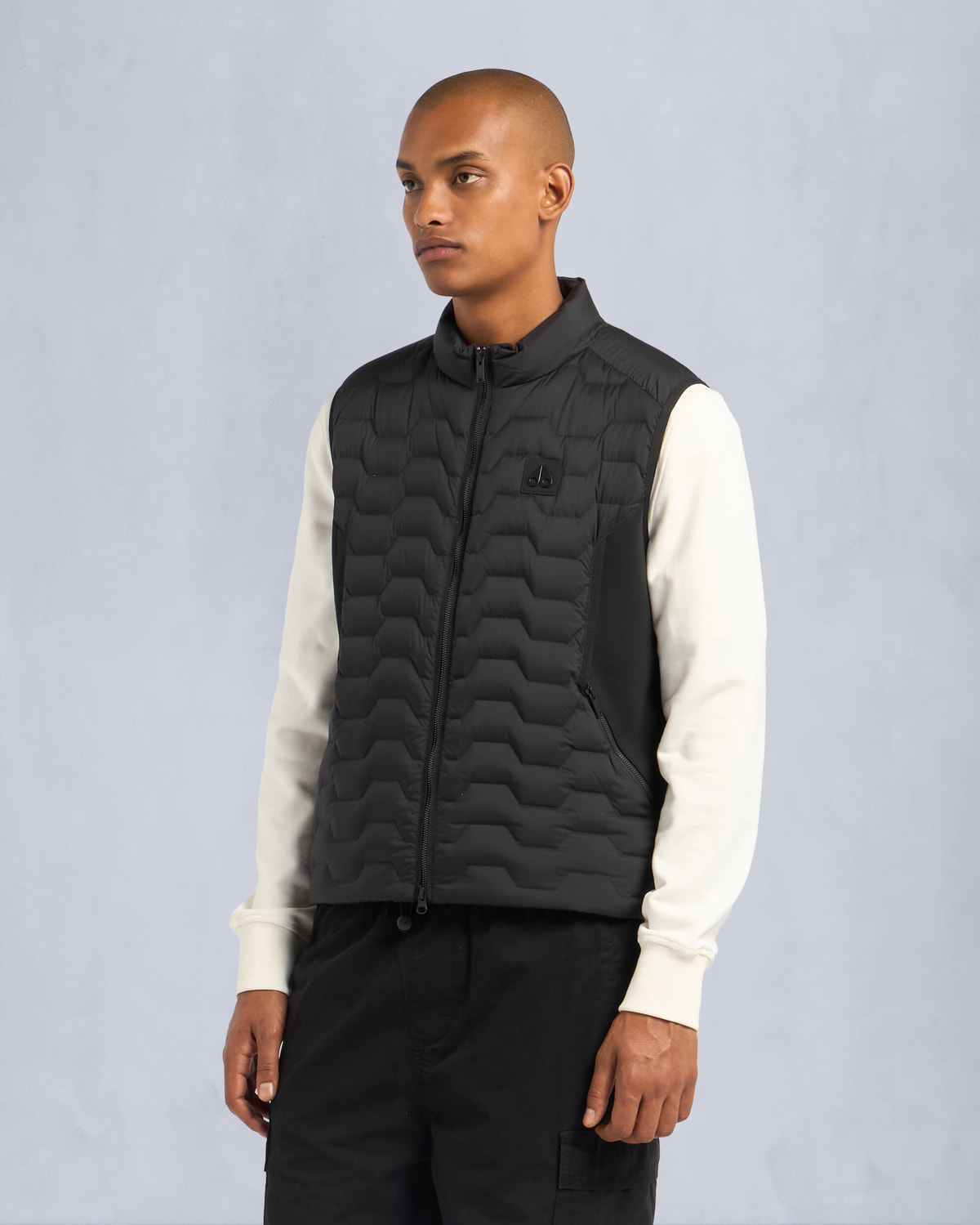 Moose Knuckles Mens Granite Down Hybrid Vest Black M34MV452 Front