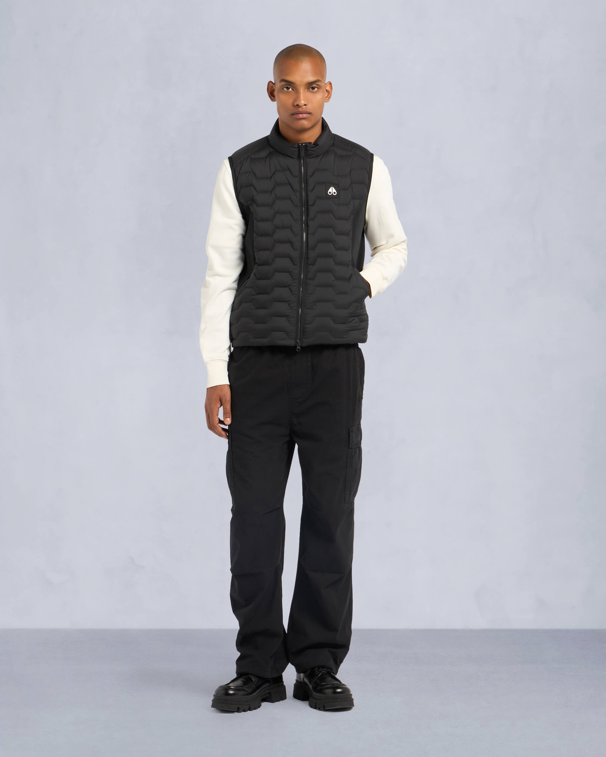 Moose Knuckles Mens Granite Down Hybrid Vest Black M34MV452 Front Category