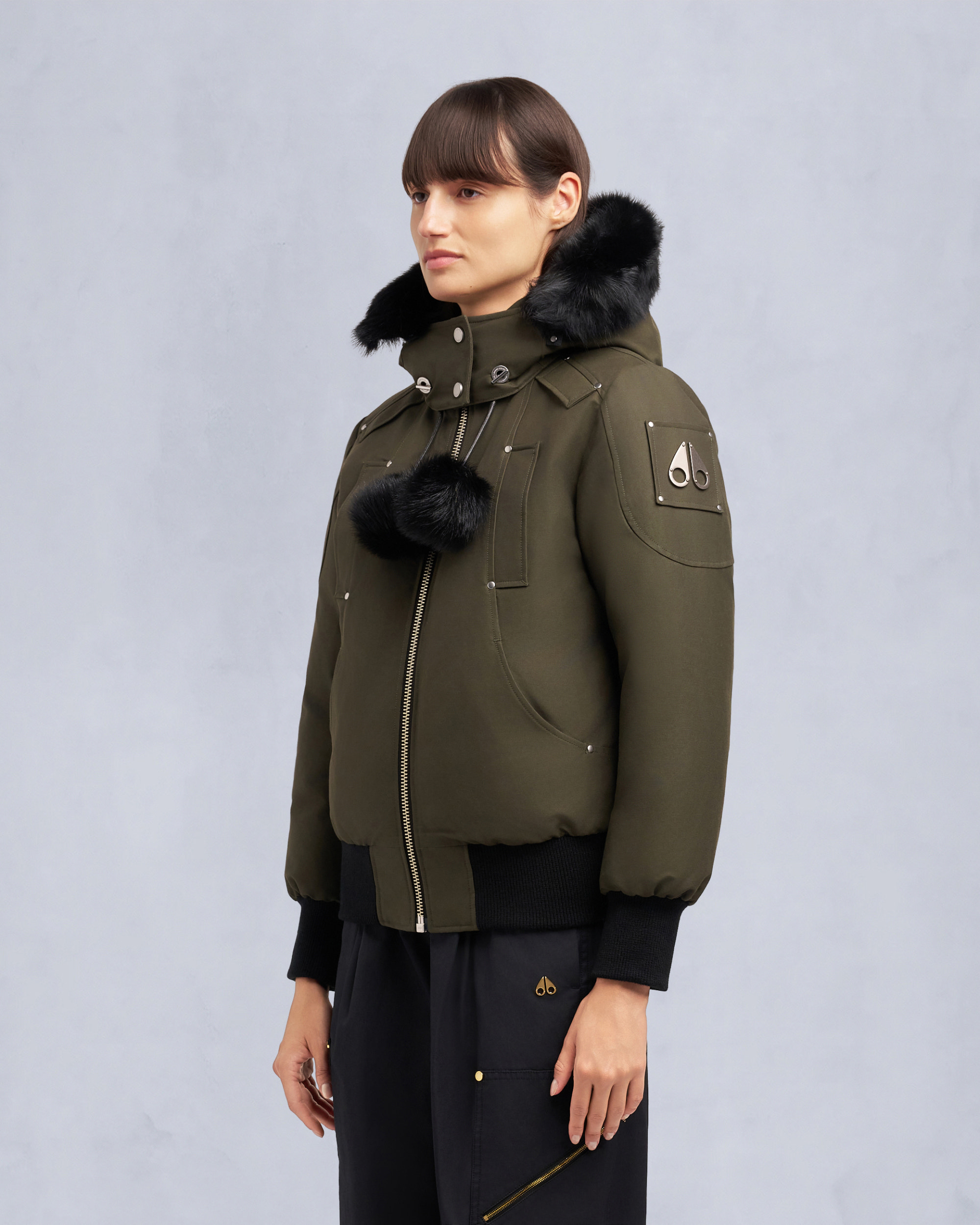 Moose Knuckles - M35LB002S - ORIGINAL DEBBIE SHEARLING TRIM BOMBER JACKET - WOMENS - - Front