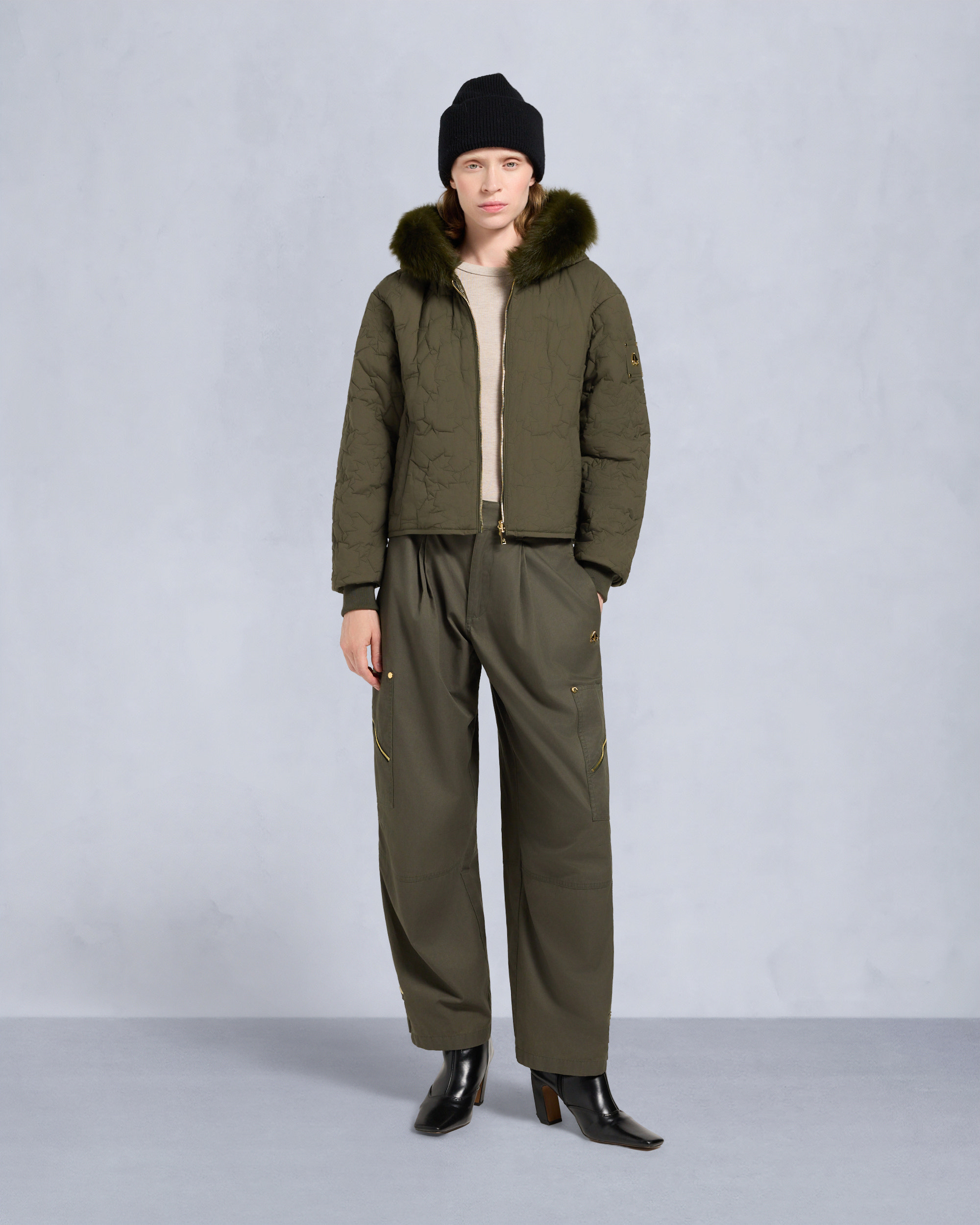Moose Knuckles - M35LB022GS - Gold Series Logan Shearling Trim Bomber Jacket - WOMENS - - Detail4