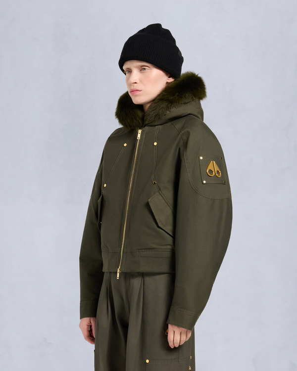 Moose Knuckles - M35LB022GS - Gold Series Logan Shearling Trim Bomber Jacket - WOMENS - - Front