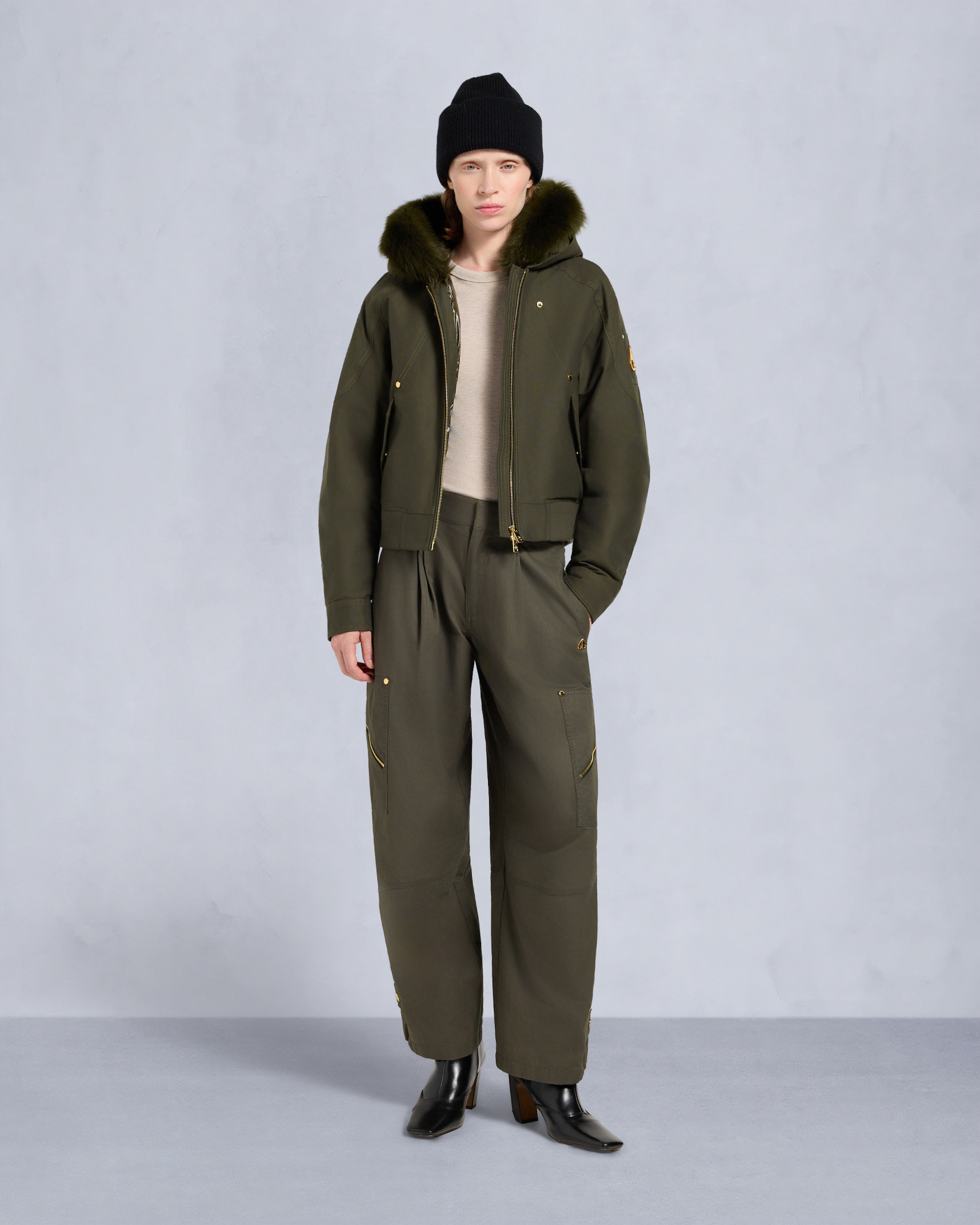 Moose Knuckles - M35LB022GS - Gold Series Logan Shearling Trim Bomber Jacket - WOMENS - - Front Category