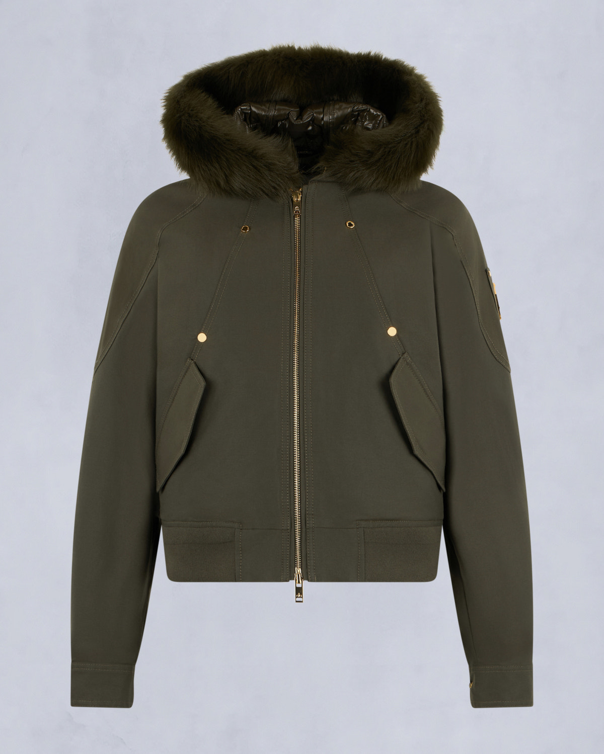 Moose Knuckles - M35LB022GS - Gold Series Logan Shearling Trim Bomber Jacket - WOMENS - - GM