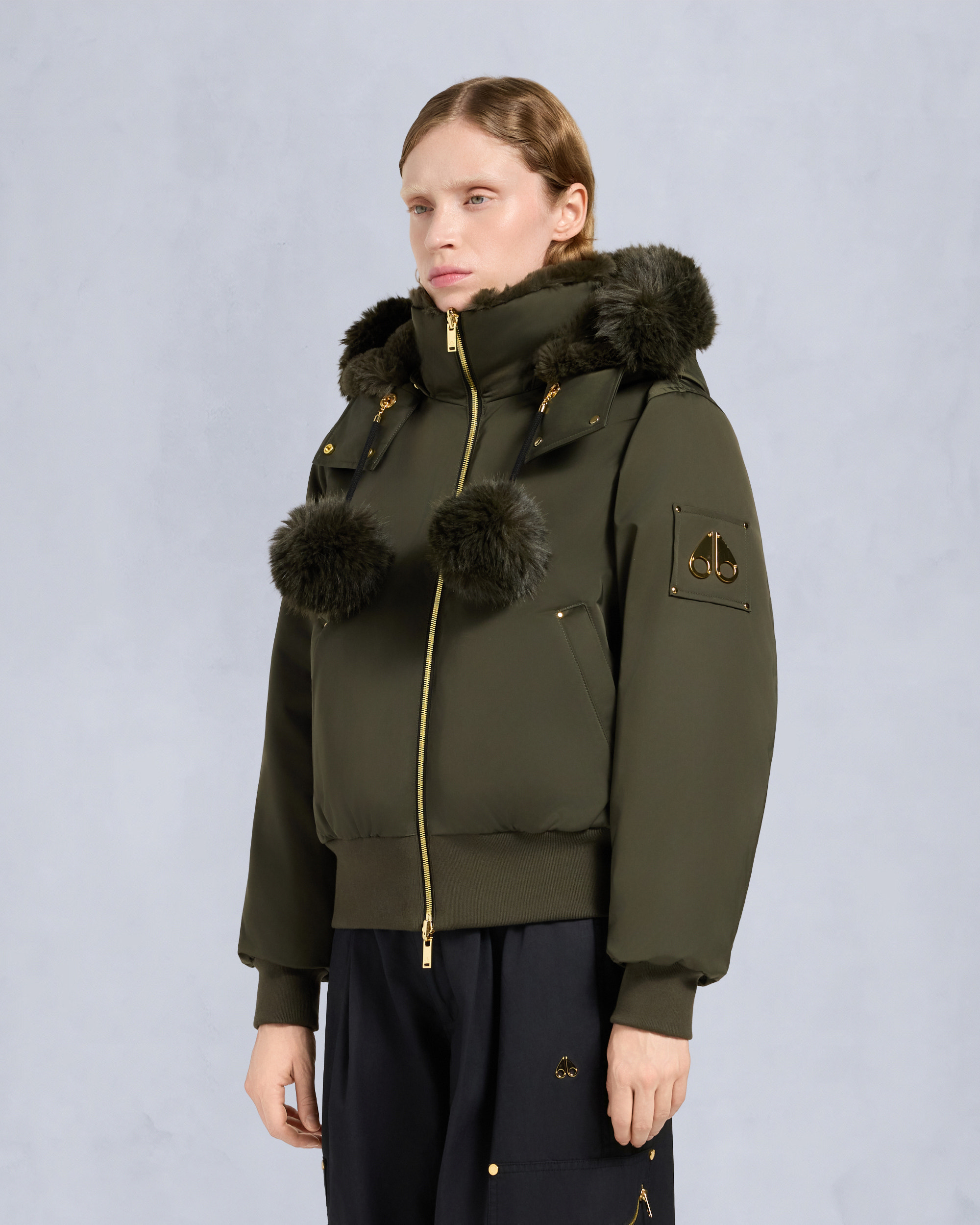 Moose Knuckles - M35LB025G - Gold Series Original Satin Debbie Bomber Jacket - WOMENS - - Front