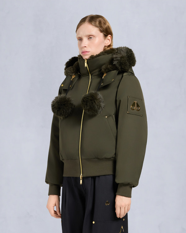 Moose Knuckles - M35LB025G - Gold Series Original Satin Debbie Bomber Jacket - WOMENS - - Front