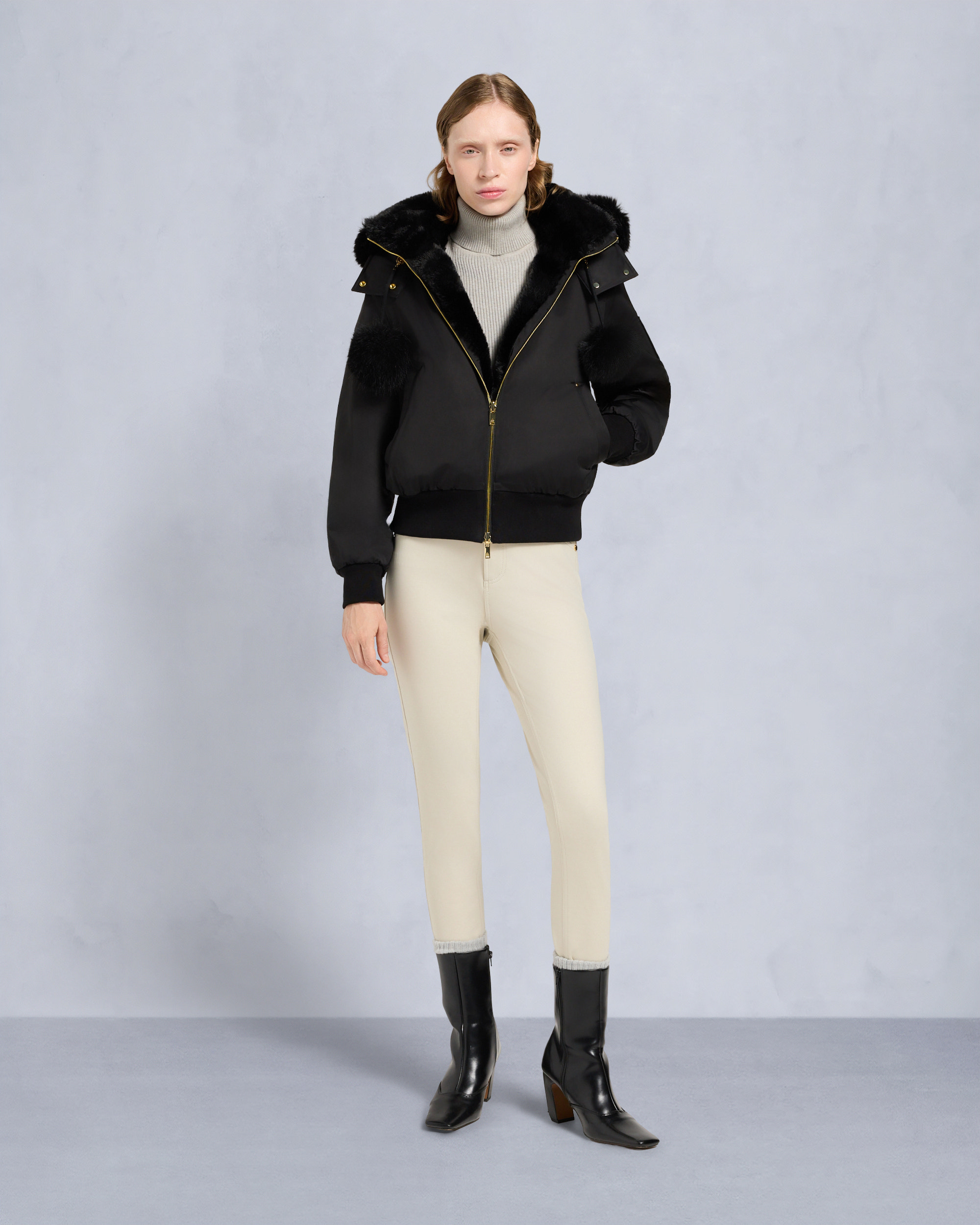 Moose Knuckles - M35LB025G - Gold Series Original Satin Debbie Bomber Jacket - WOMENS - - Front Category