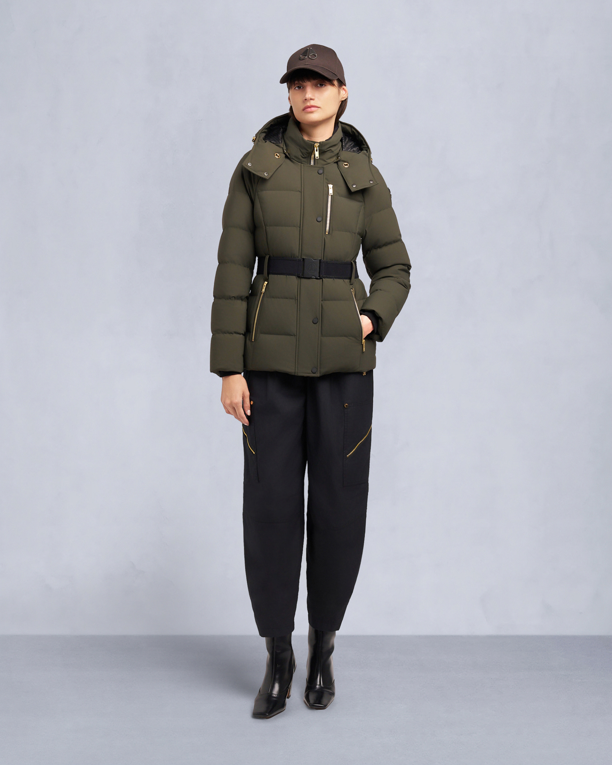 Moose Knuckles - M35LJ132GS - Gold Series Nyluxe Cambria Shearling Trim Jacket - WOMENS - - Front Category