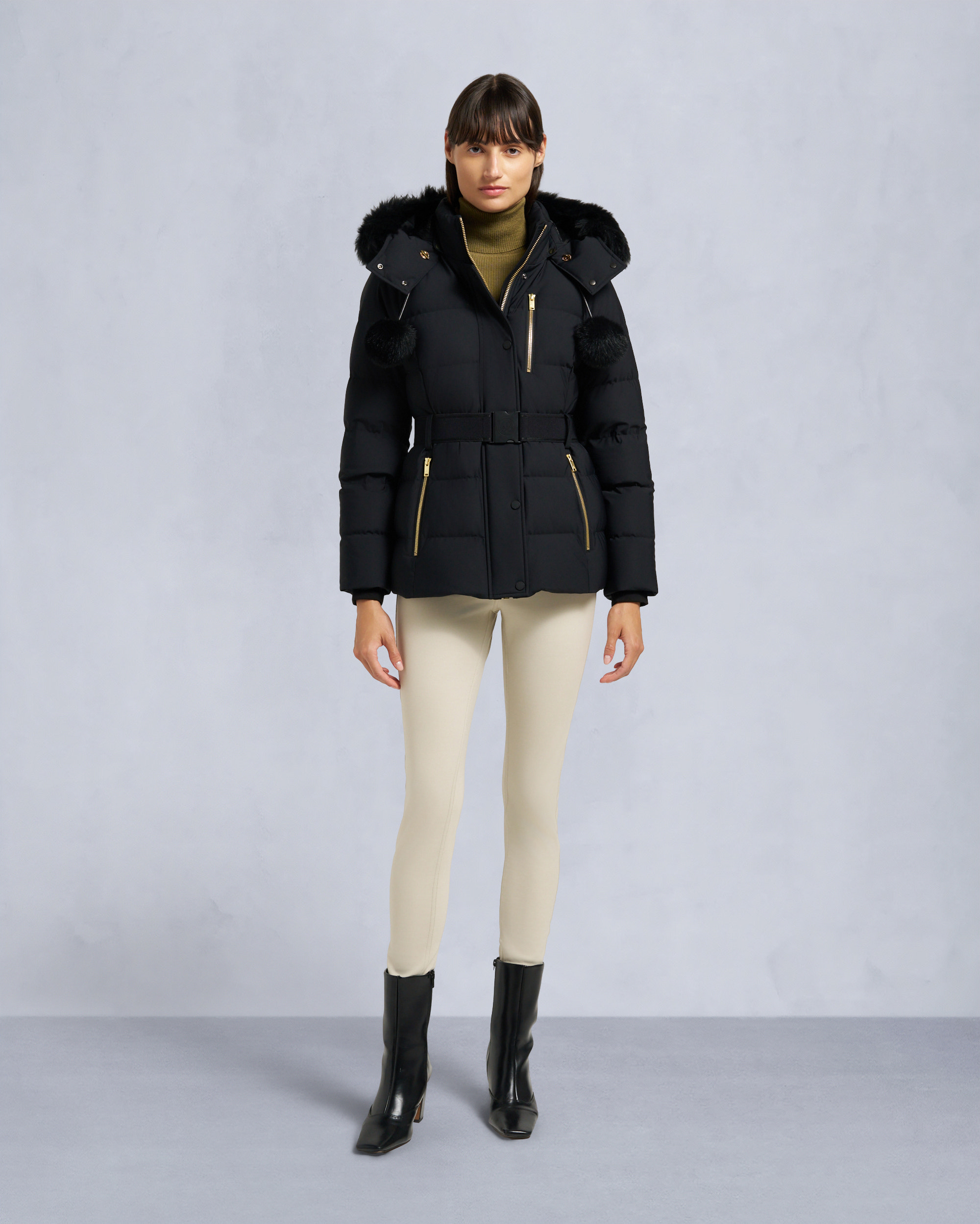Moose Knuckles - M35LJ132GS - Gold Series Nyluxe Cambria Shearling Trim Jacket - WOMENS - - Front Category