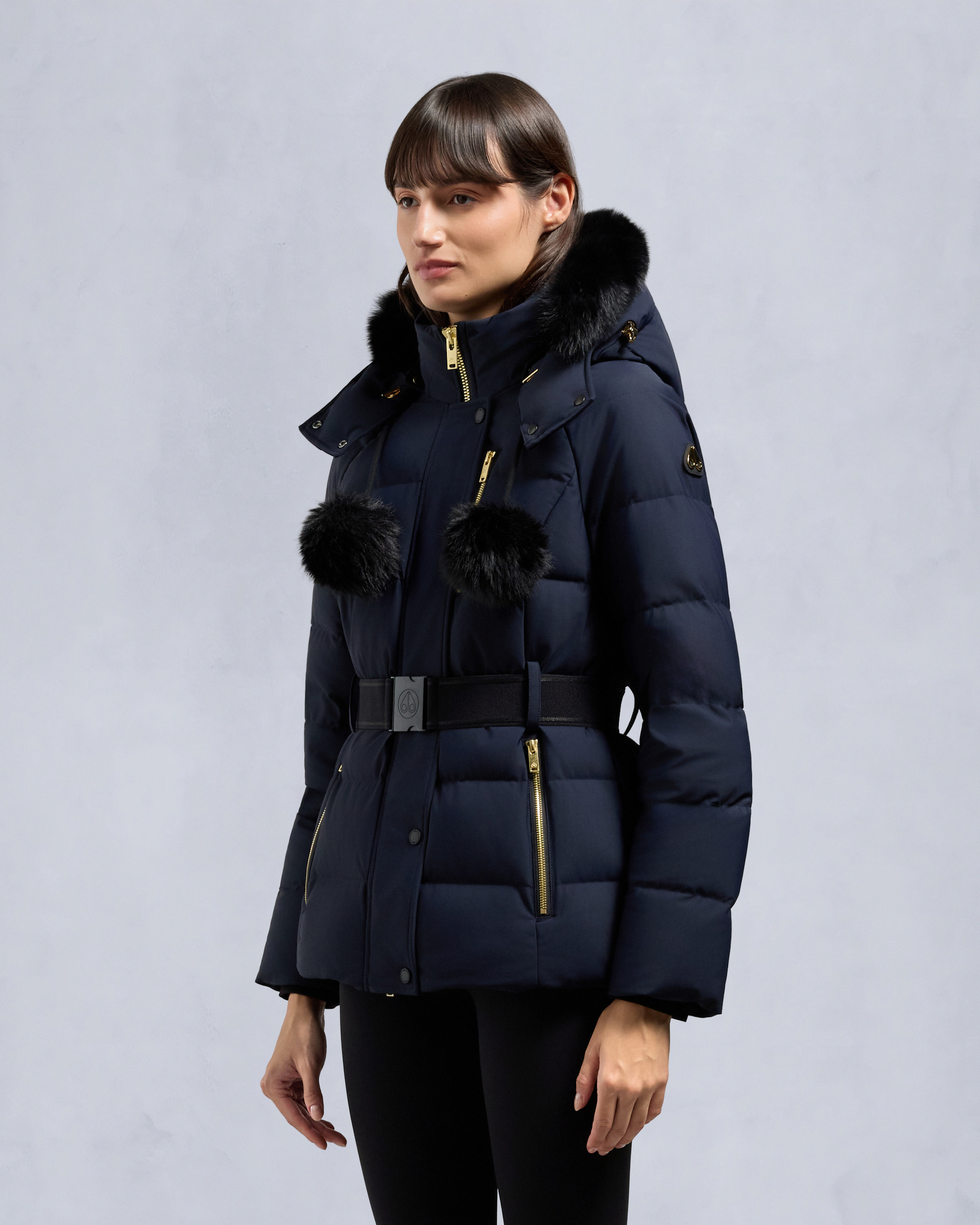 Moose Knuckles - M35LJ132GS - Gold Series Nyluxe Cambria Shearling Trim Jacket - WOMENS - - Front