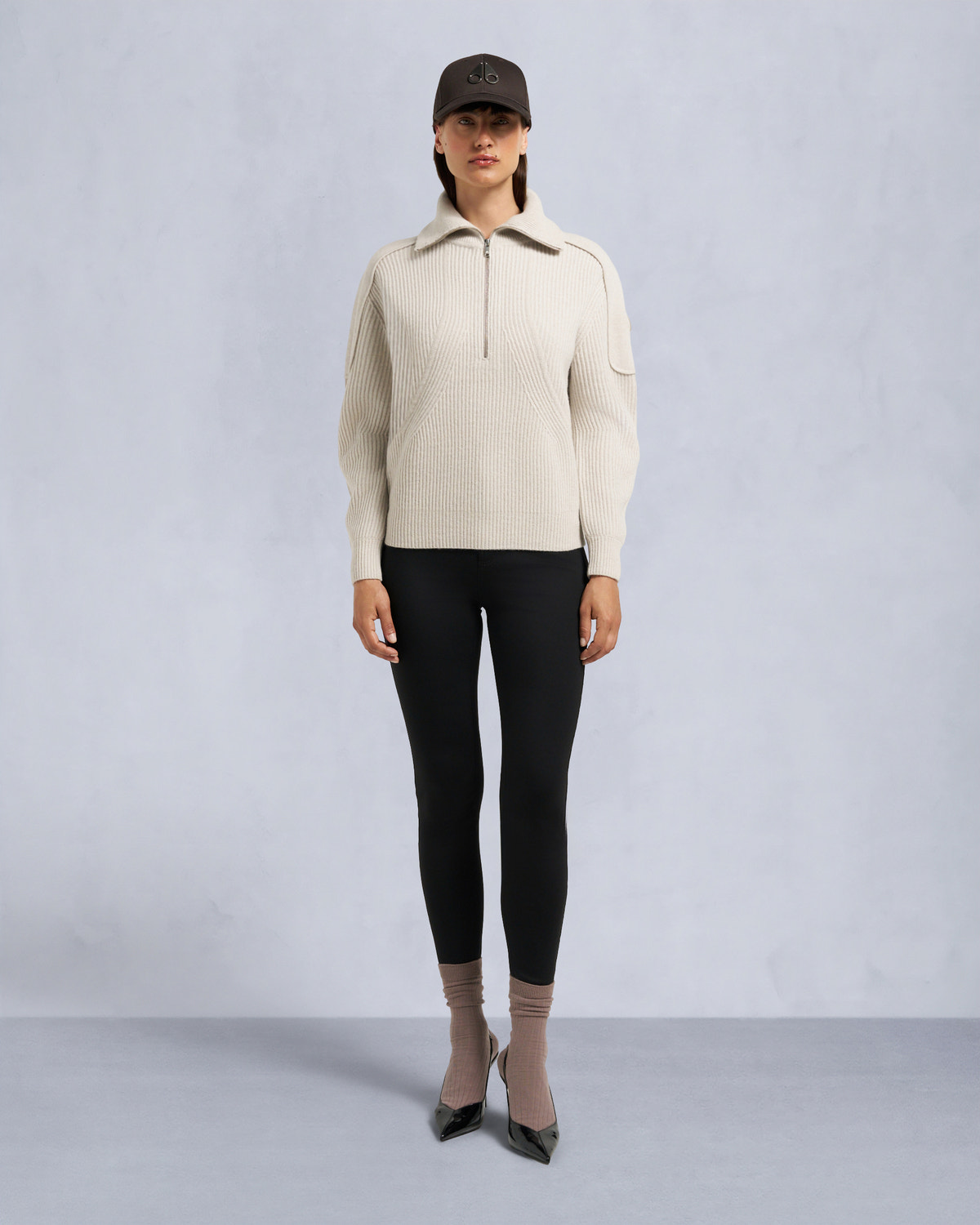Moose Knuckles Womens Corina Quarter-Zip Sweater M35LK651 Front Category
