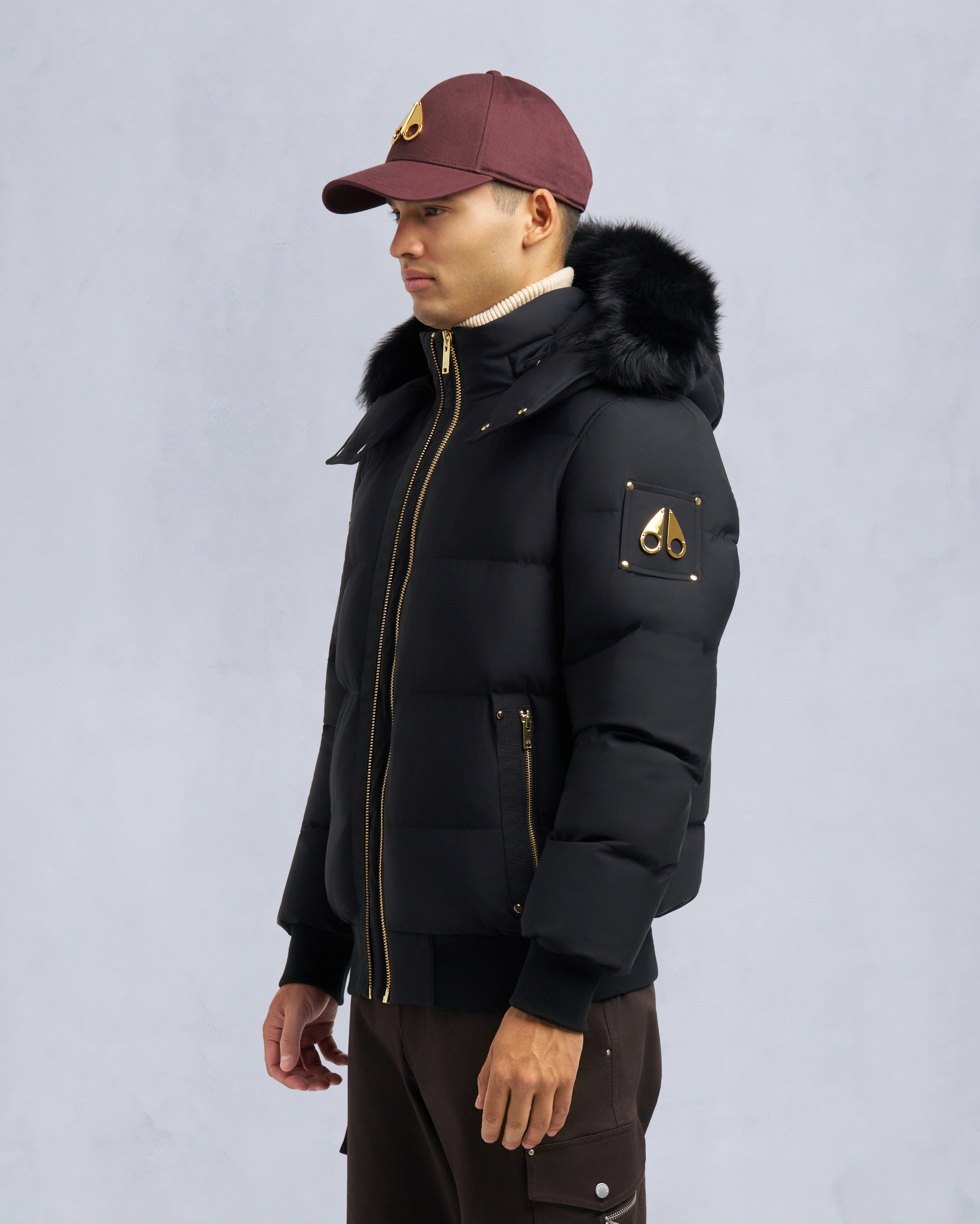 Moose Knuckles - M35MB021GS - GOLD SERIES NYLUXE STAGG SHEARLING TRIM BOMBER - MENS - - Front