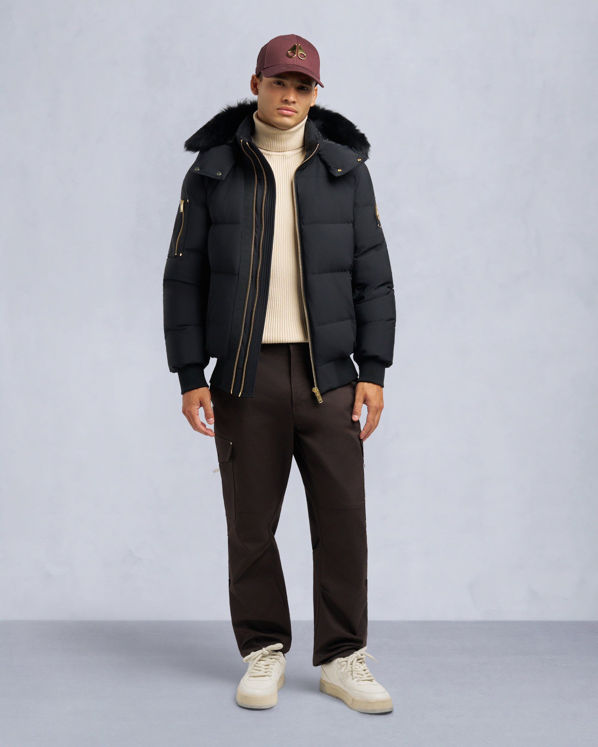 Moose Knuckles - M35MB021GS - GOLD SERIES NYLUXE STAGG SHEARLING TRIM BOMBER - MENS - - Front Category