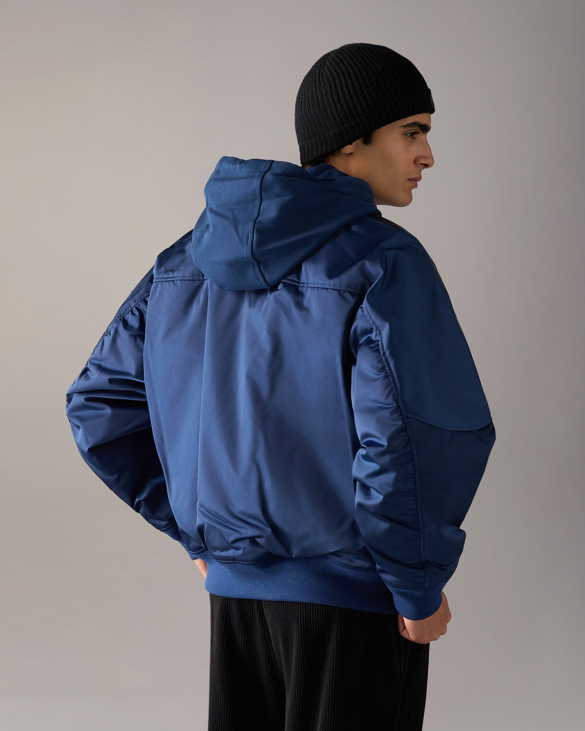 BLOUSON BOMBER EN SATIN GEORGIE-BLEU NUIT