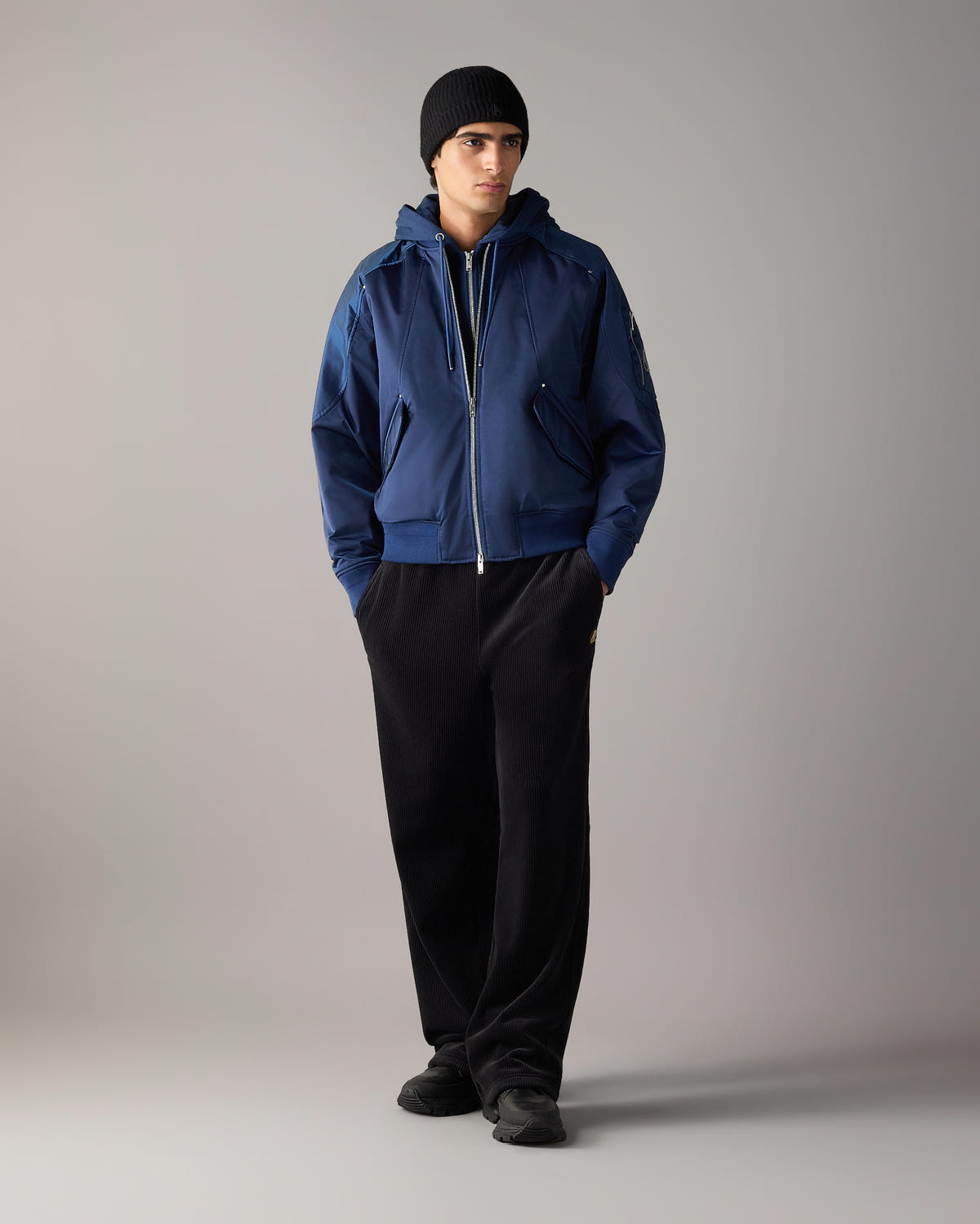 GEORGIE SATIN BOMBER JACKET-NIGHTFALL