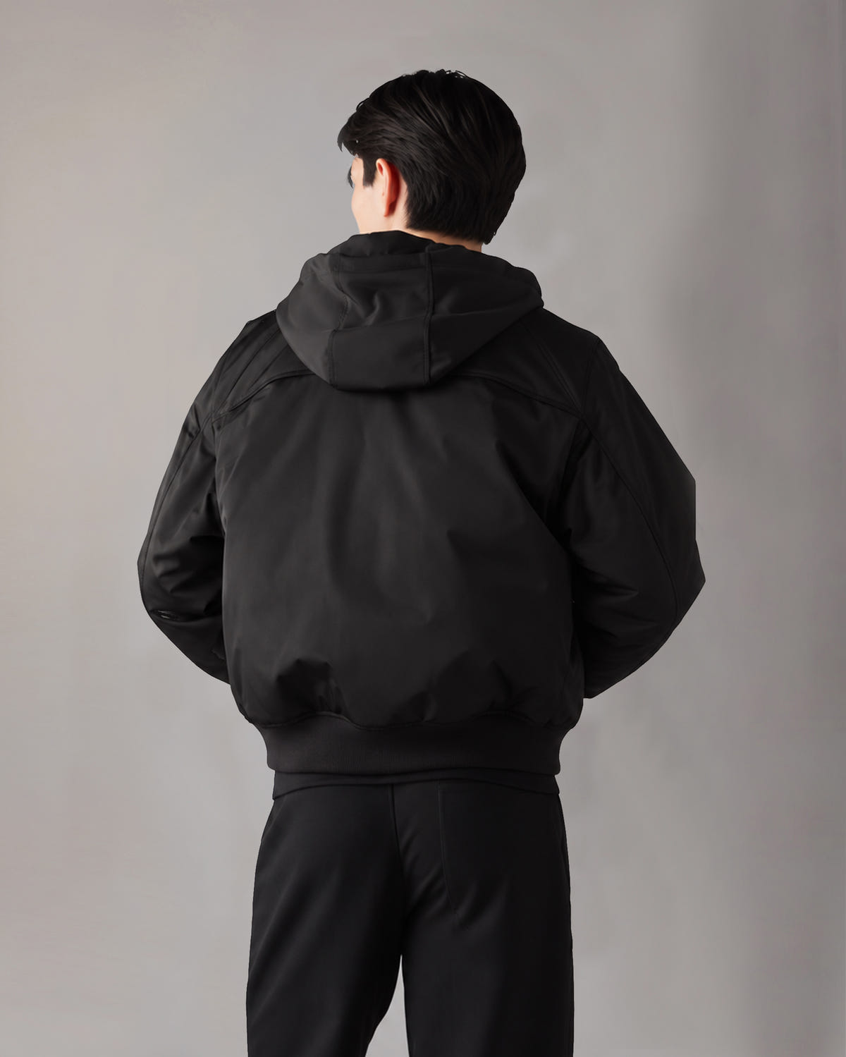 BLOUSON BOMBER EN SATIN GEORGIE-NOIR