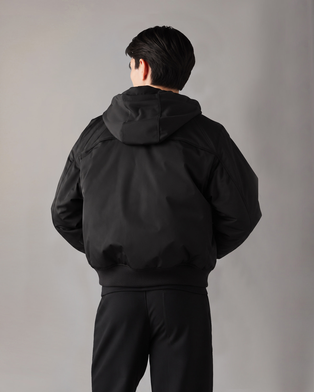 GEORGIE SATIN BOMBER JACKET-BLACK