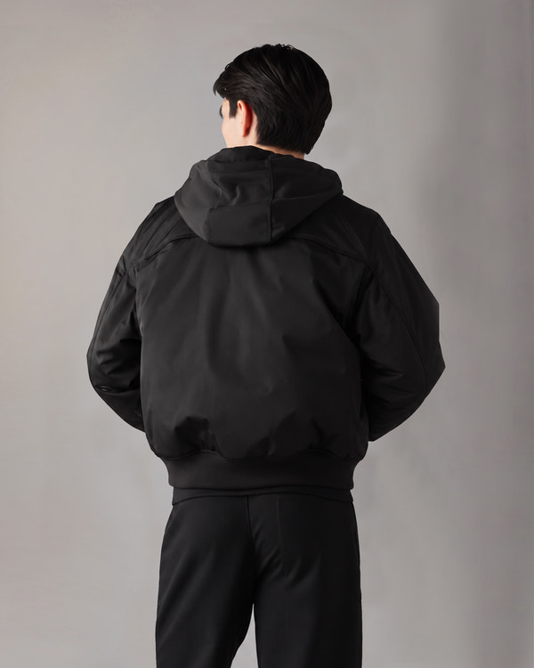 GEORGIE SATIN BOMBER JACKET-BLACK