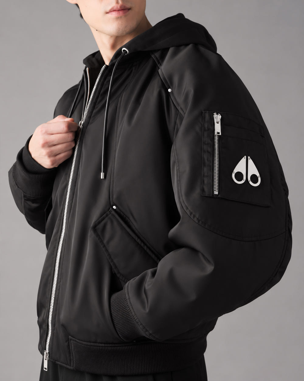 BLOUSON BOMBER EN SATIN GEORGIE-NOIR