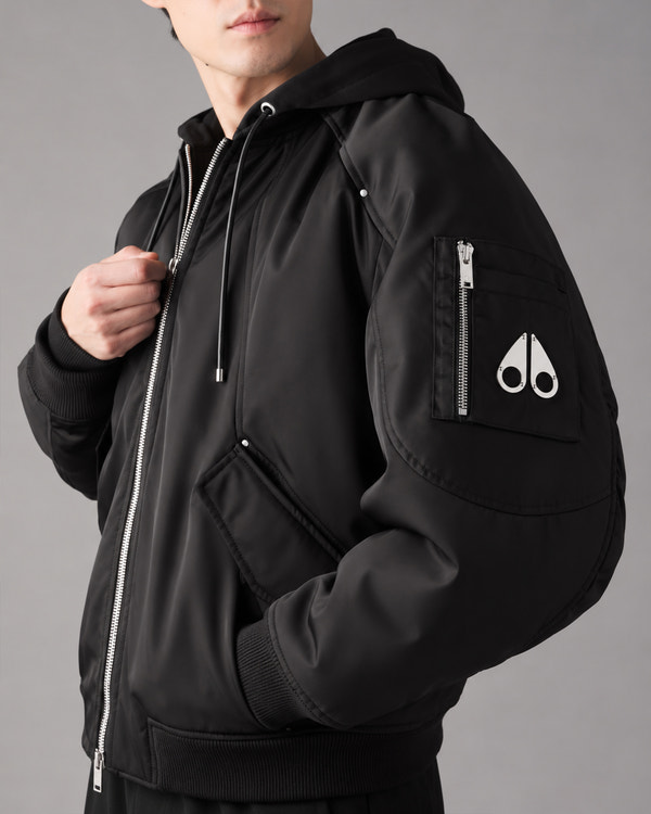 GEORGIE SATIN BOMBER JACKET-BLACK