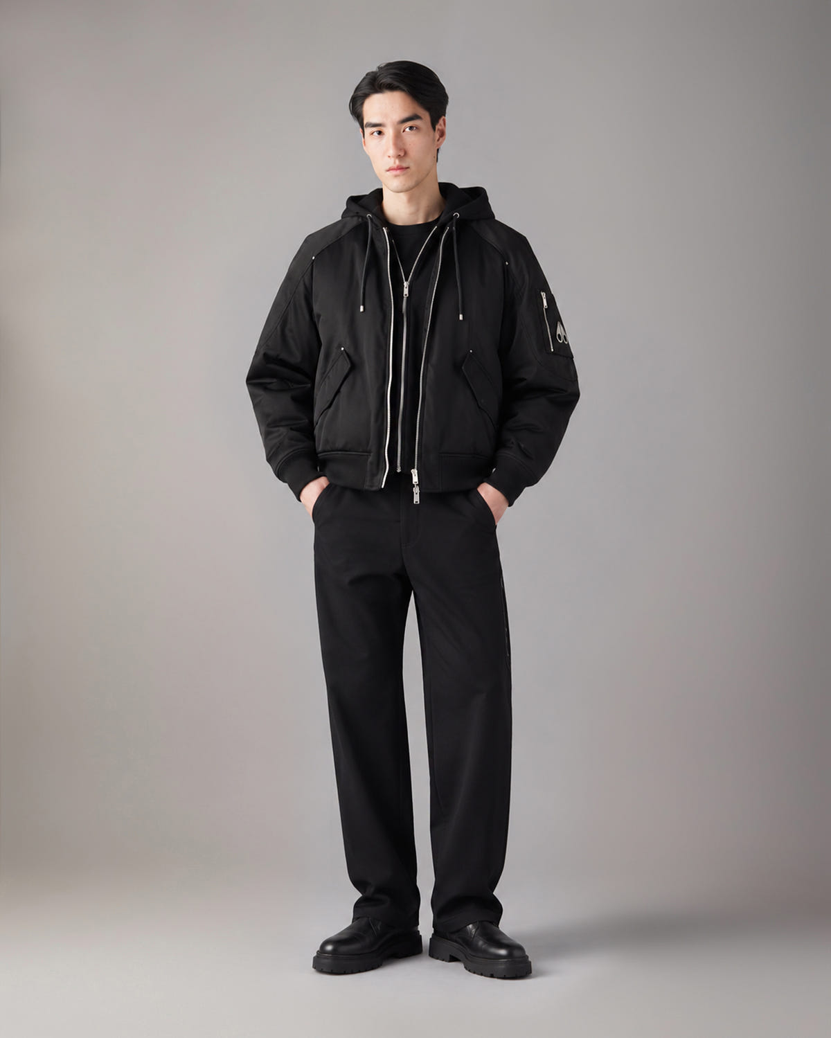 BLOUSON BOMBER EN SATIN GEORGIE-NOIR