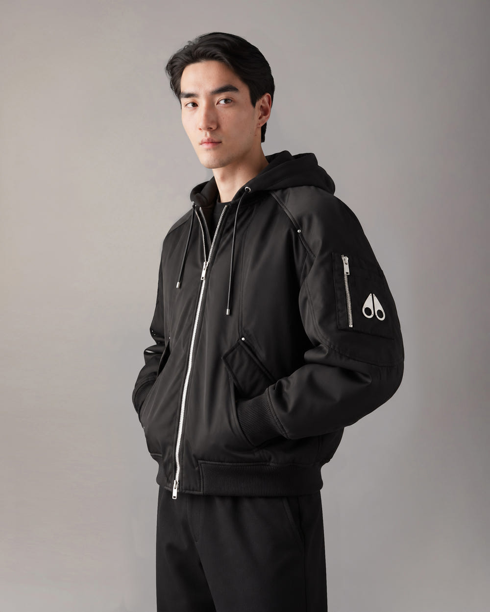 BLOUSON BOMBER EN SATIN GEORGIE-NOIR