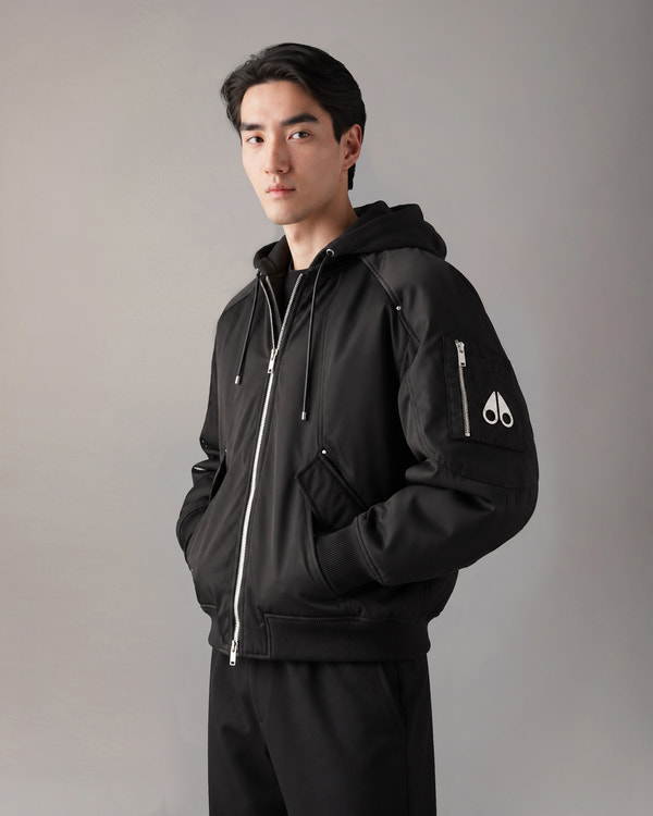 GEORGIE SATIN BOMBER JACKET-BLACK