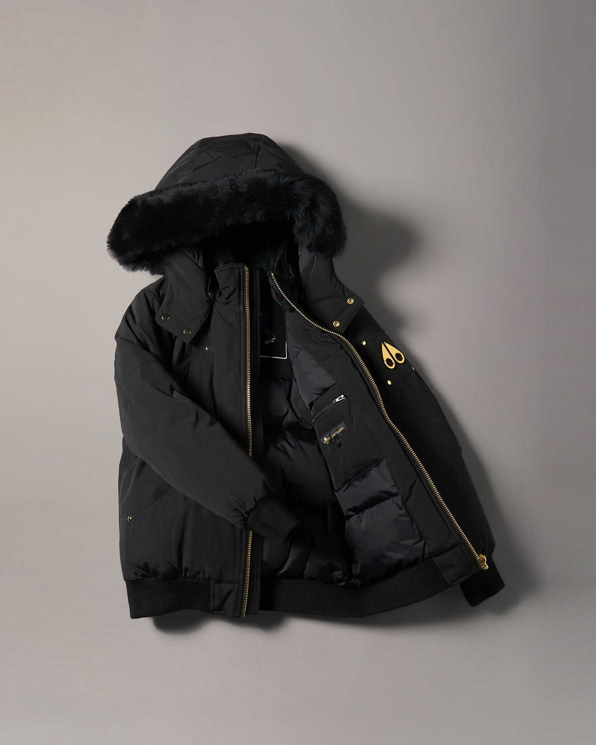 BLOUSON AVIATEUR EN DUVET ORIGINAL GOLD SERIES POUR ENFANT-NOIR-NOIR